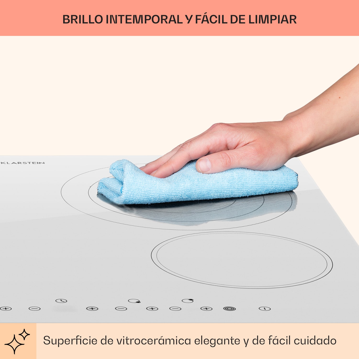 Placa de cocción empotrada Virtuosa 4 Prime  4 zonas 6500W vitrocerámica Vidrio Blanco