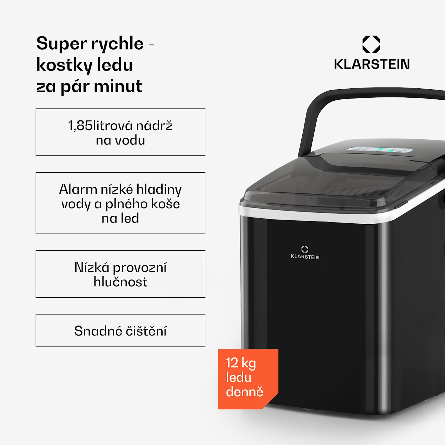 Arctic Porter, výrobník ledu, kuželovité kostky ledu, 12 kg/24 h, nerezová ocel Černá