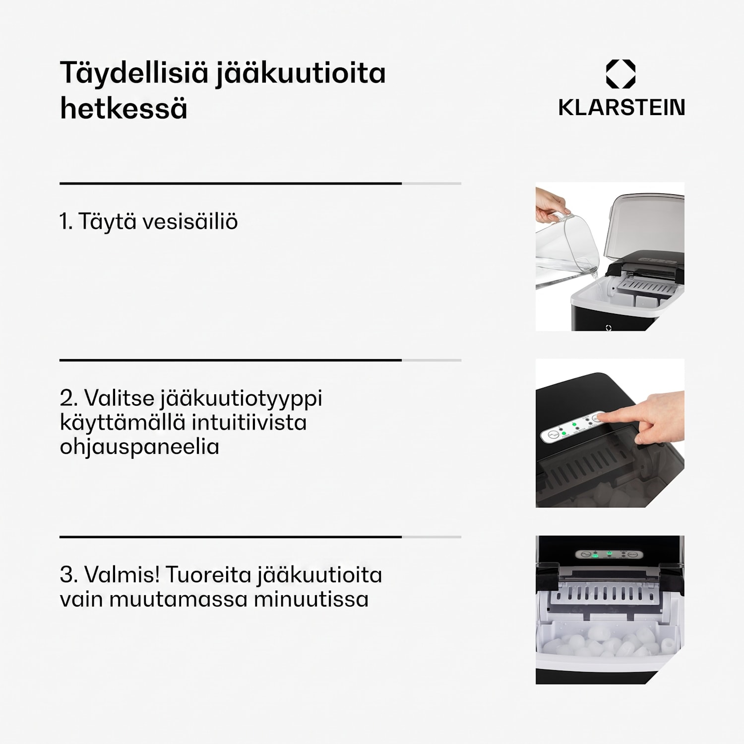 Arctic Porter jääpalakone luodinmuotoiset jääpalat 12 kg/24 h teräs Musta