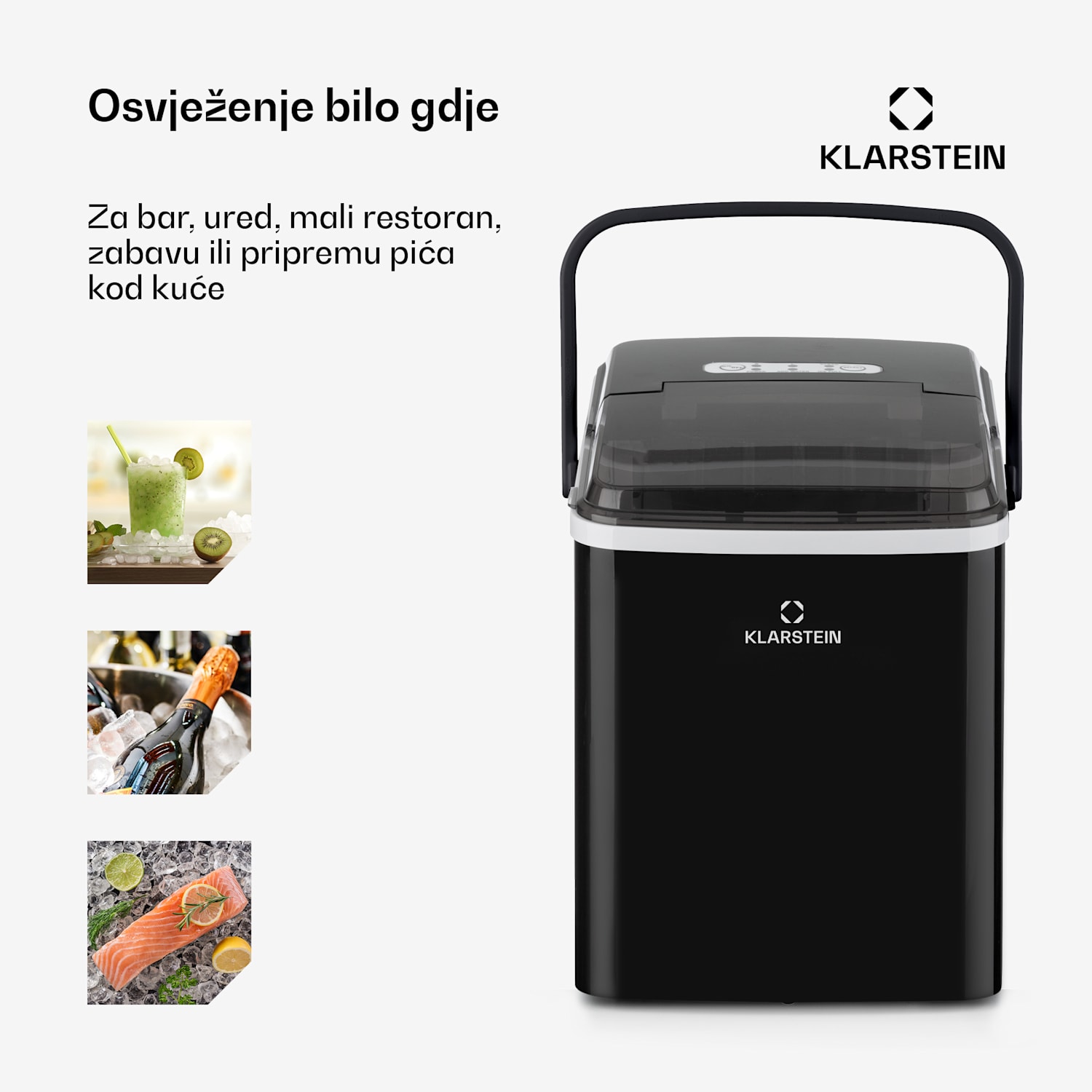 Arctic Porter, ledomat, konusni komadi leda, 12 kg / 24 sata, nehrđajući čelik Crna