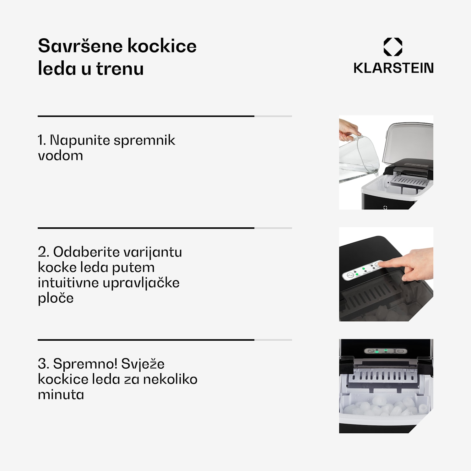 Arctic Porter, ledomat, konusni komadi leda, 12 kg / 24 sata, nehrđajući čelik Crna