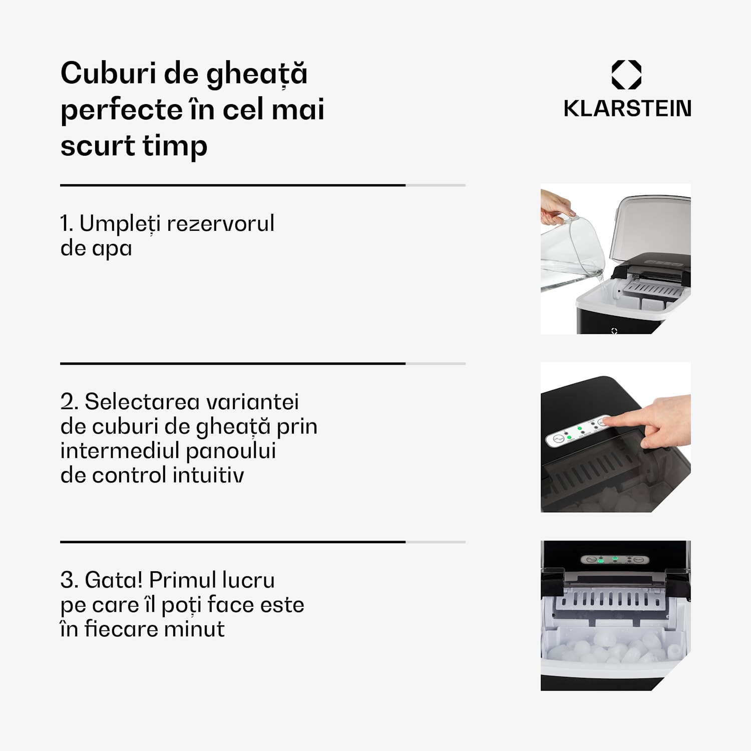 Arctic Porter, aparat de făcut cuburi de gheață, bucăți conice de gheață, 12 kg / 24 ore, oțel inoxidabil Negru