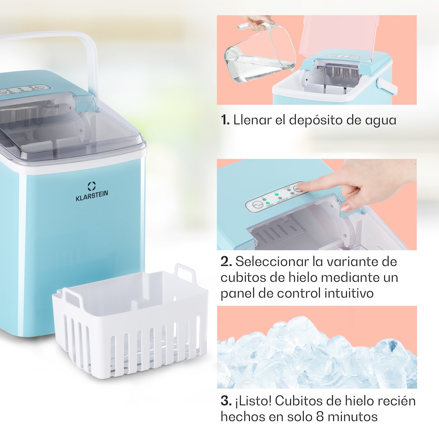 Cubitera Arctic Porter Bullet Ice 12kg/24h Acero Inoxidable Aguamarina