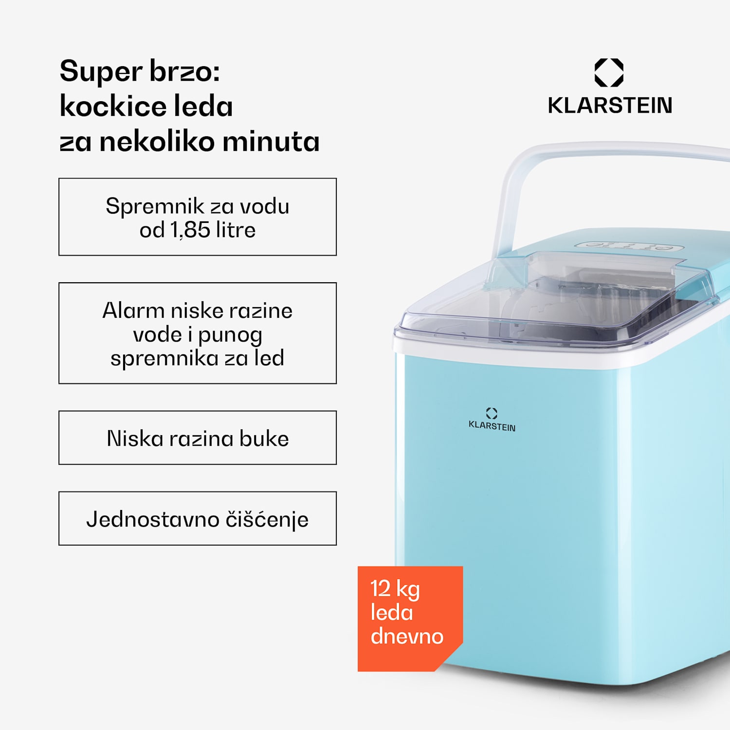 Arctic Porter, ledomat, konusni komadi leda, 12 kg / 24 sata, nehrđajući čelik Aqua