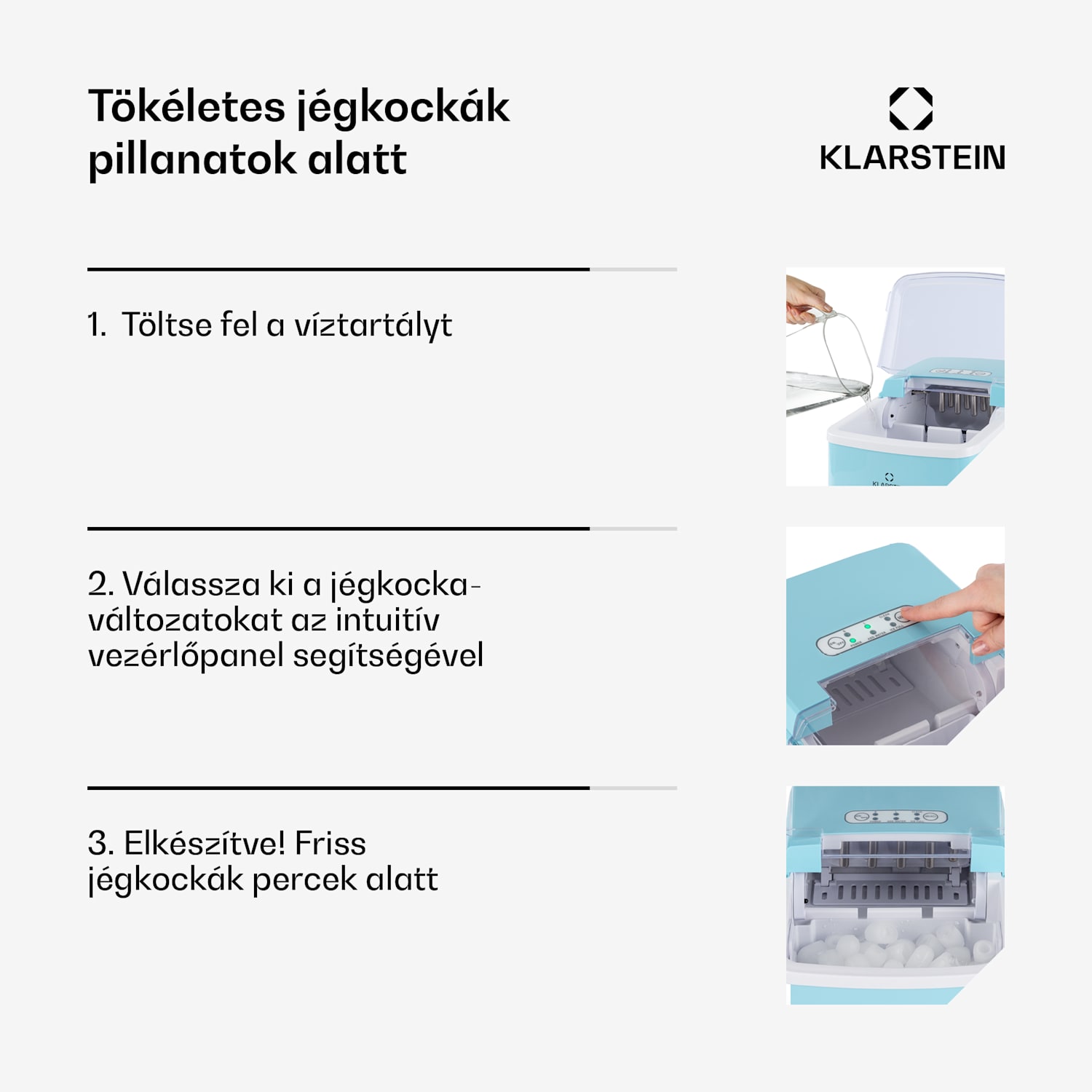 Arctic Porter, jégkocka készítő, kúp alakú jégkockák, 12 kg/24 óra, rozsdamentes acél Aqua