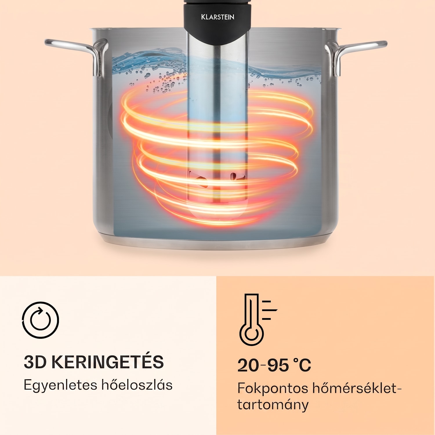 Quickstick Smart, Sous Vide főző, 1200 W, 20-95 °C, 3D keringés 