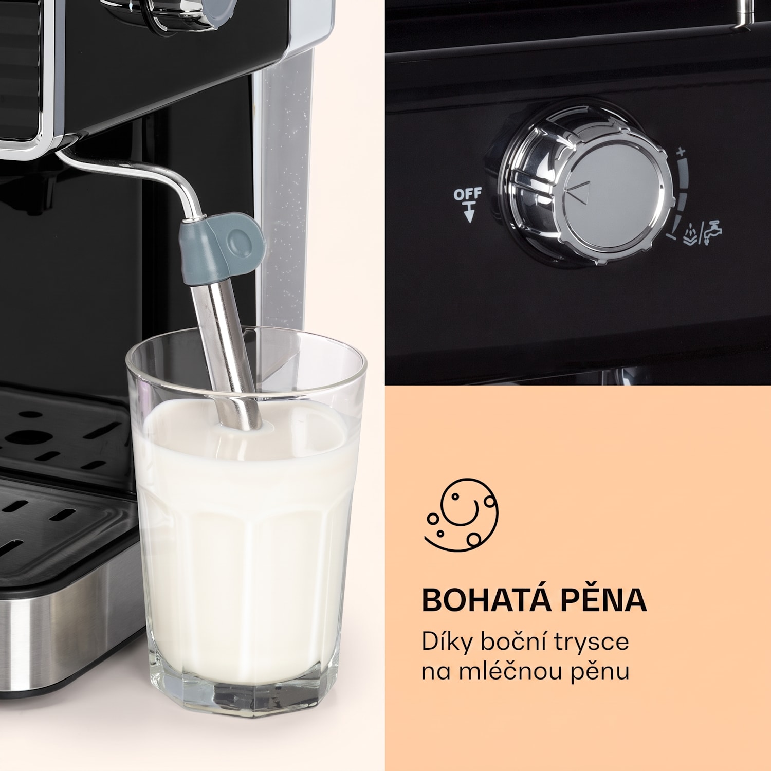 Gusto Classico, espresso kávovar, 1350 W, 20 bar, 1,5 l Černá