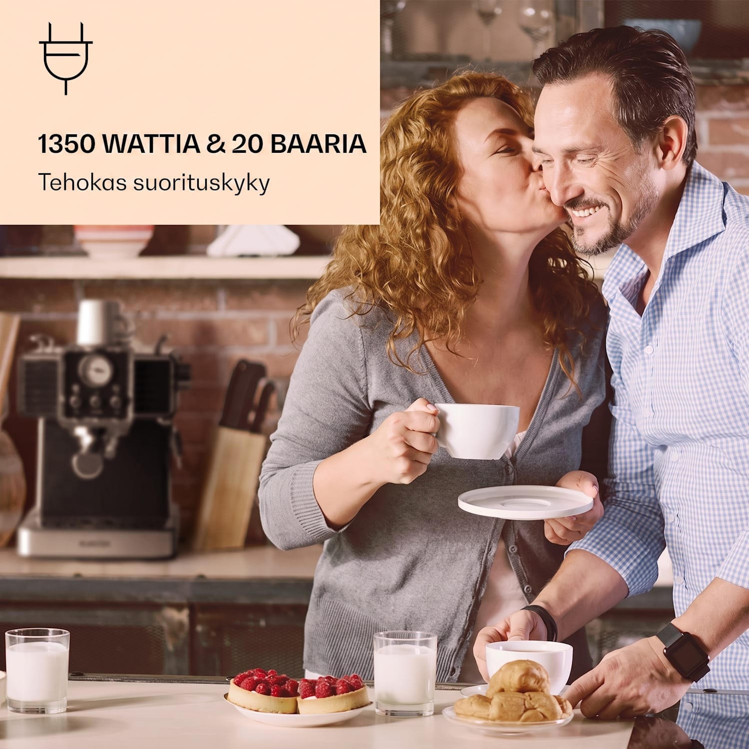 Gusto Classico, espressokeitin, 1350 W, 20 baarin paine, vesisäiliö 1,5 litraa Musta