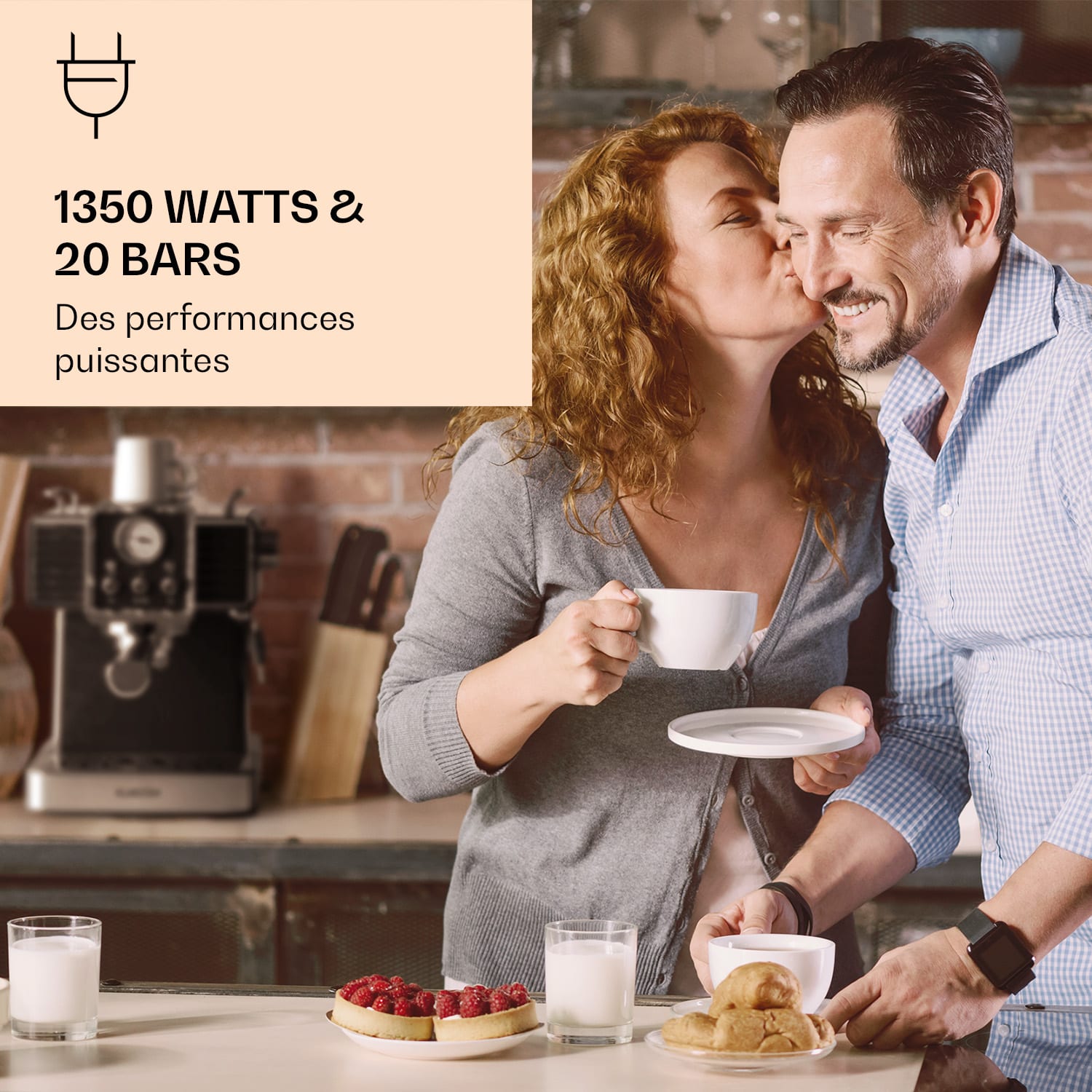 Gusto Classico Machine à expresso 1350 watt 20 bars de pression Réservoir d'eau : 1,5 litre Noir