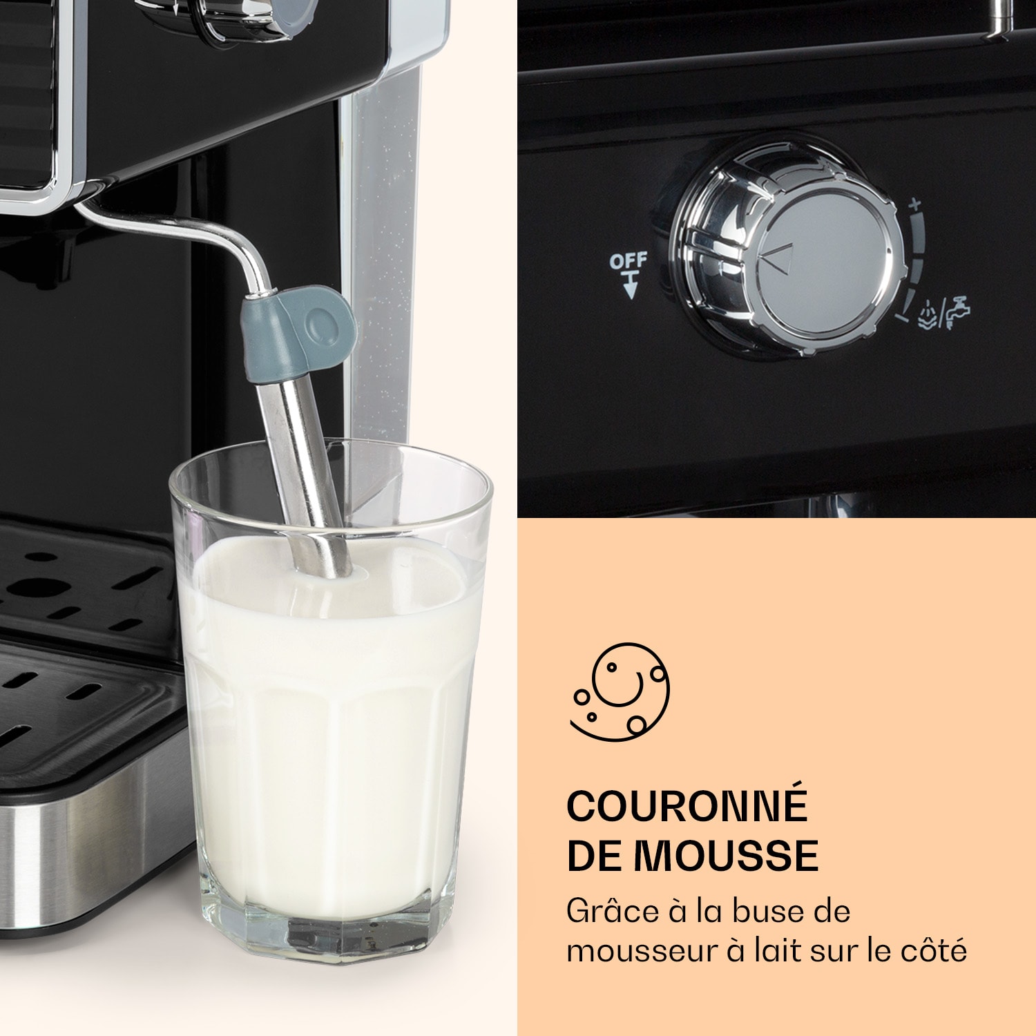 Gusto Classico Machine à expresso 1350 watt 20 bars de pression Réservoir d'eau : 1,5 litre Noir