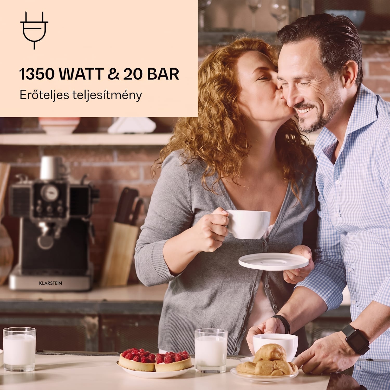 Gusto Classico, eszpresszógép, 1350 W, 20 bar, 1,5 l, rozsdamentes acél Fekete