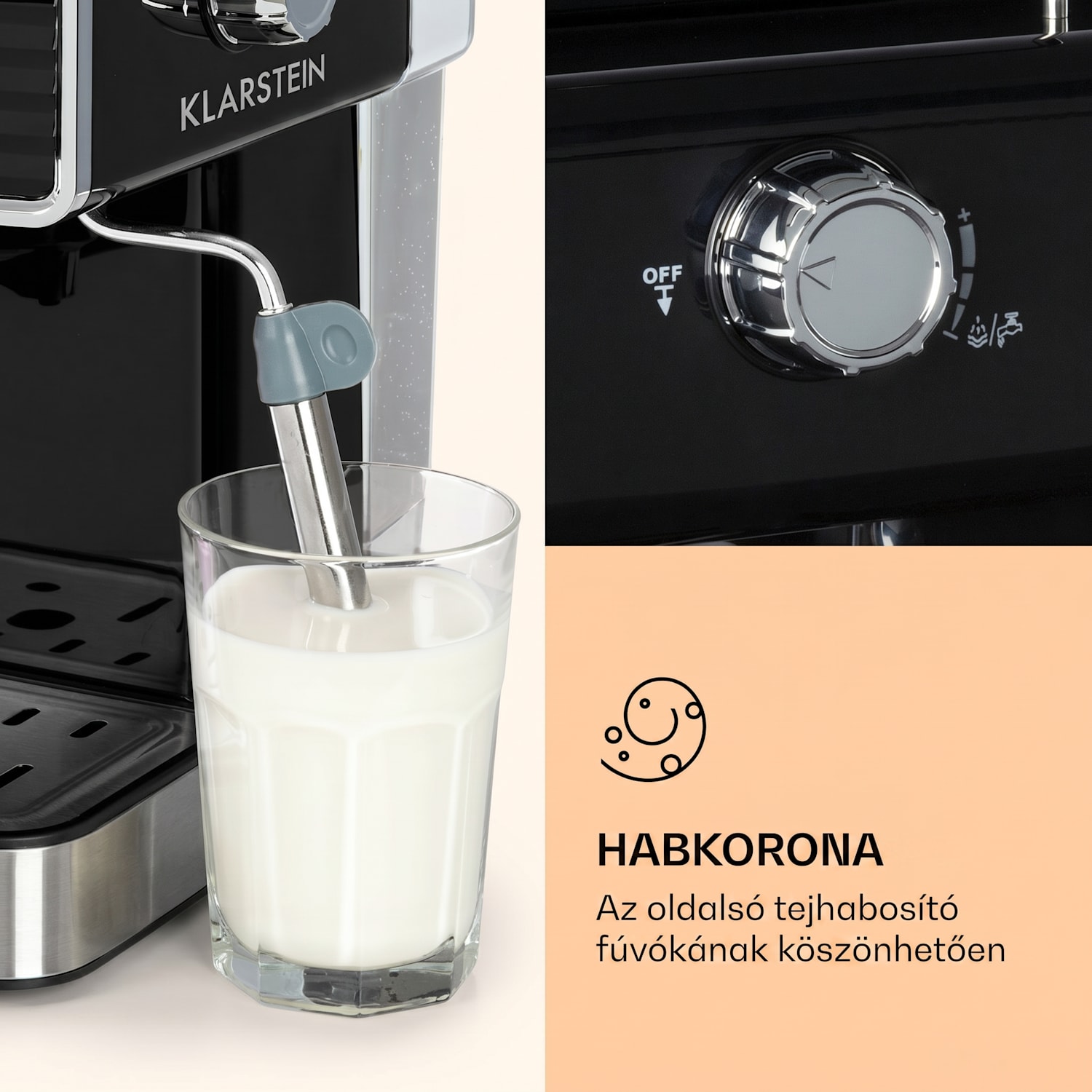 Gusto Classico, eszpresszógép, 1350 W, 20 bar, 1,5 l, rozsdamentes acél Fekete
