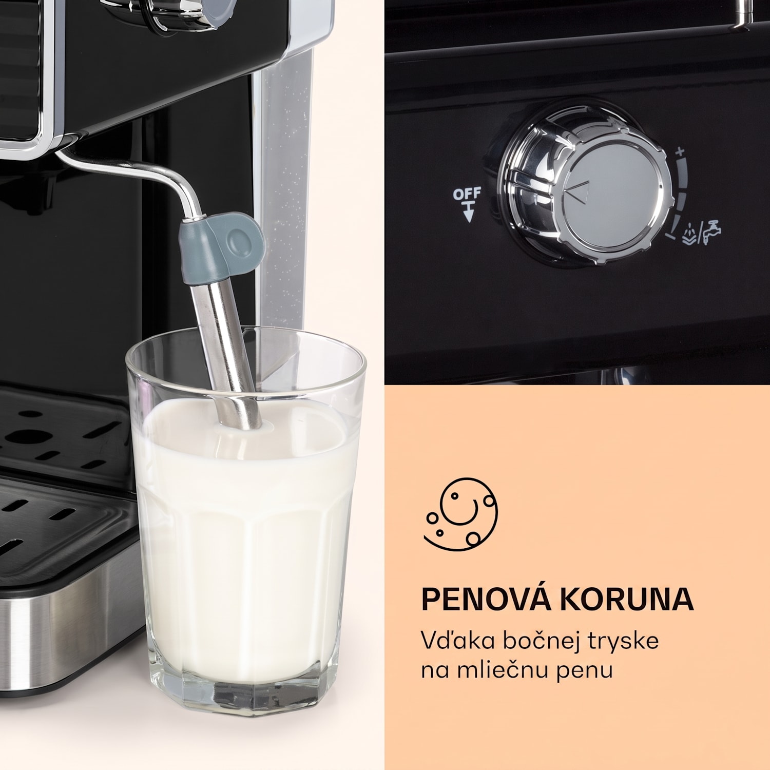 Gusto Classico, pákový kávovar, 1350 W, 20 bar, 1,5l, nehrdzavejúca oceľ Čierna