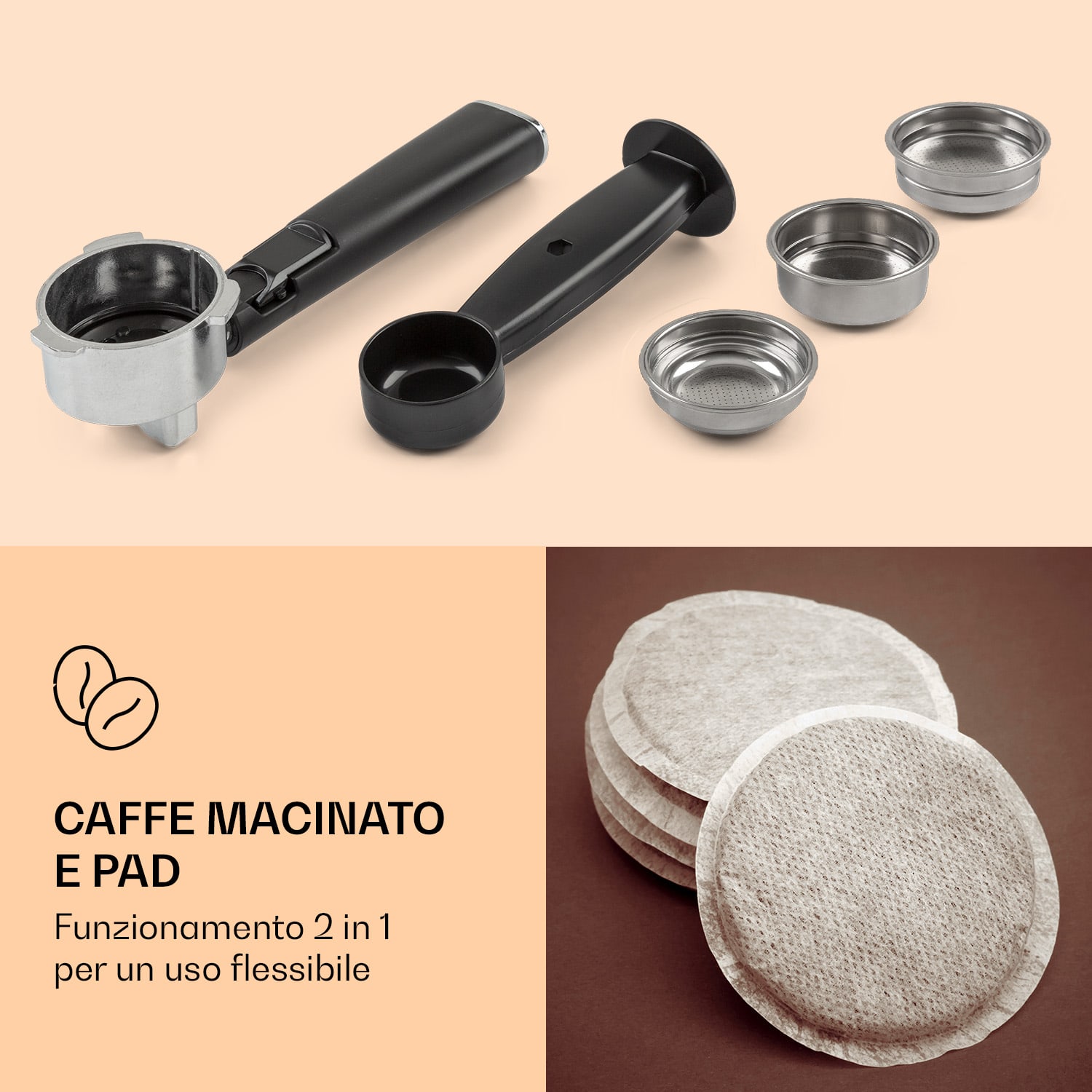 Gusto Classico, macchina per caffè espresso, 1350 Watt, pressione 20 bar, serbatoio: 1,5 litri Rosso