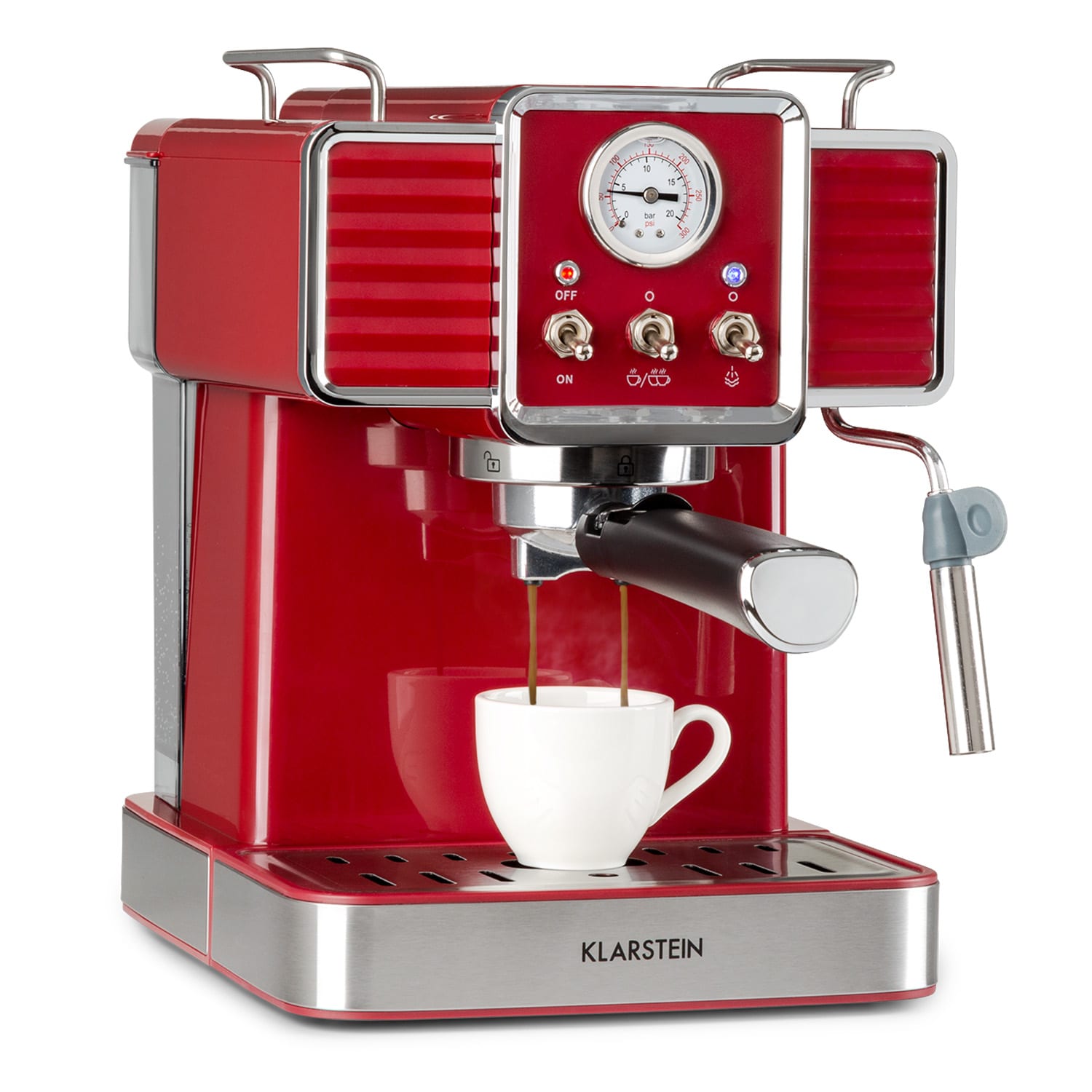 Cafetera Gusto Classico 1350 vatios 20 bares de presión Depósito de agua: 1,5 litros Rojo