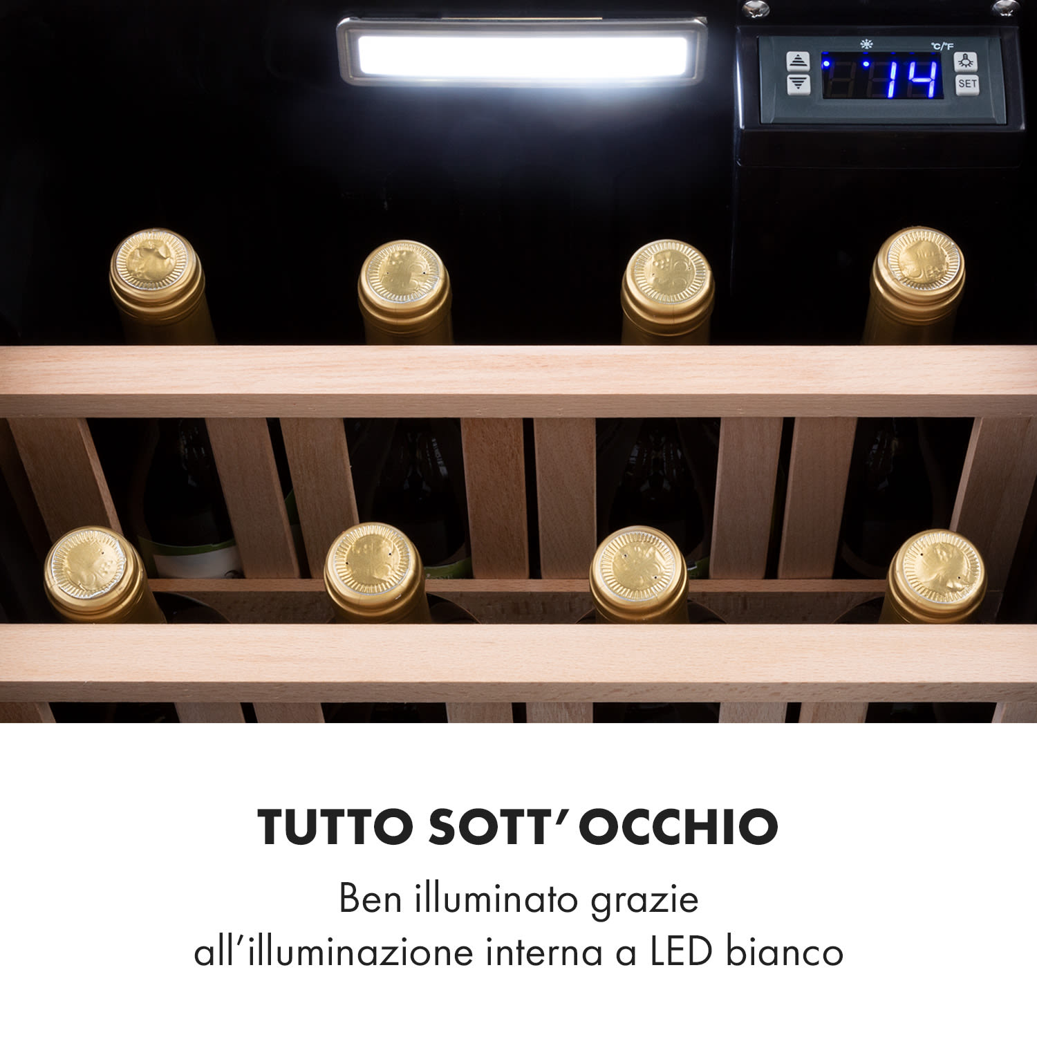 Cantinetta frigo per vini Vinetage 12 Bottiglie 48 Litri 4-22°C Design Retrò 12 bottiglie | 1 zona di raffreddamento | Nero