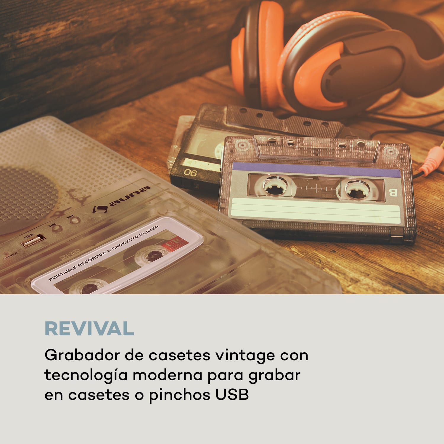 ClearTech Grabadora de casetes Dictáfono USB MP3 Portátil Transparente 