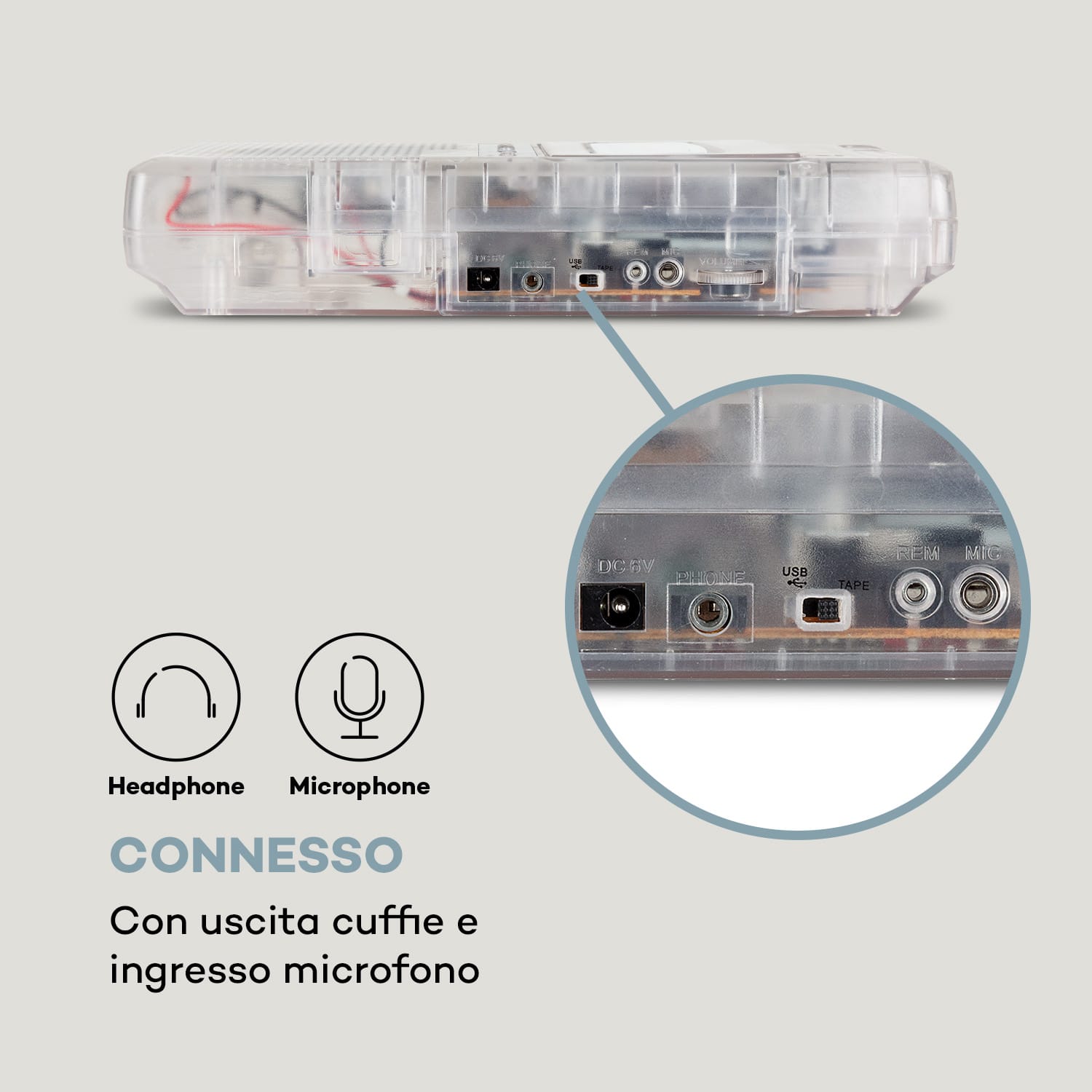 ClearTech, Mangiacassette, Dittafono, USB, MP3, Portatile, trasparente 