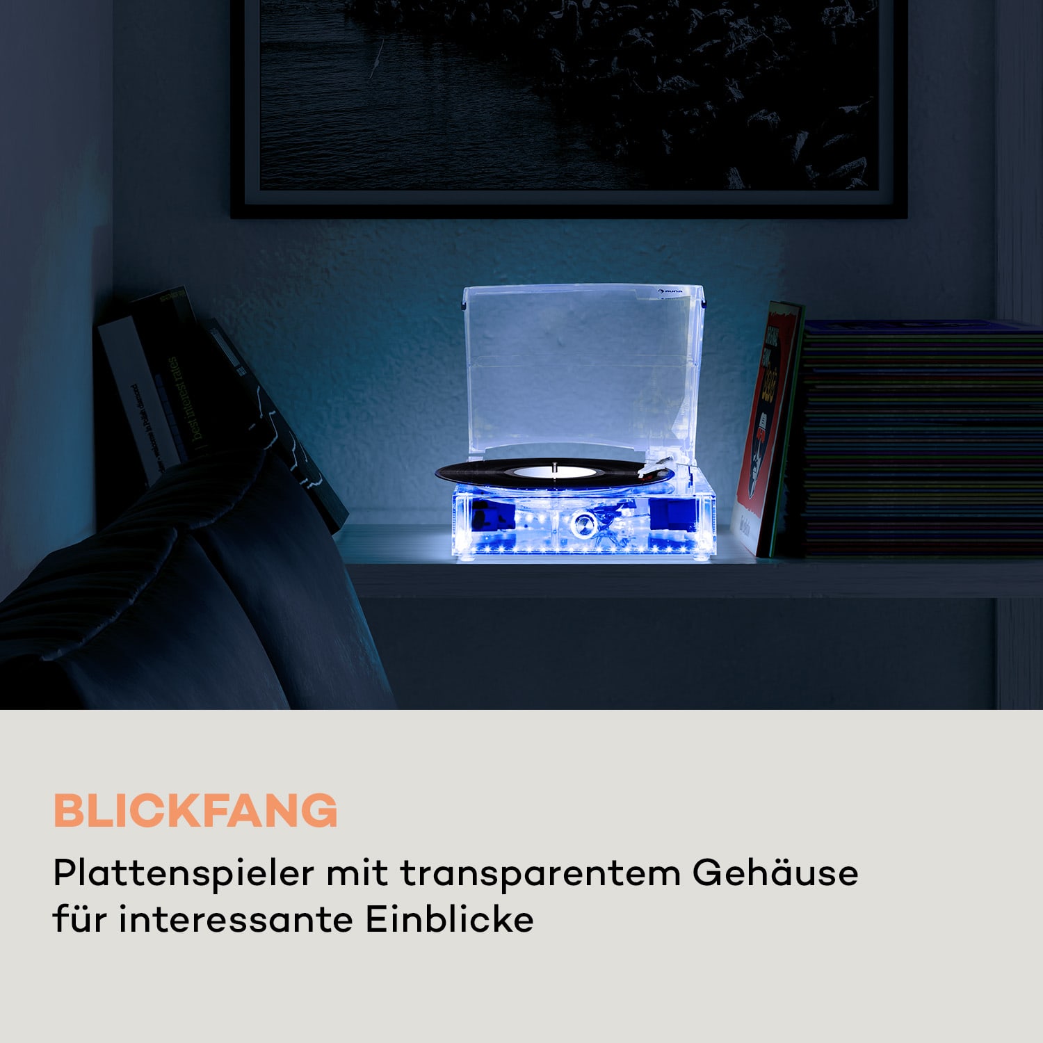 ClearTech Plattenspieler 33/45/78 U/min Bluetooth Stereolautsprecher  