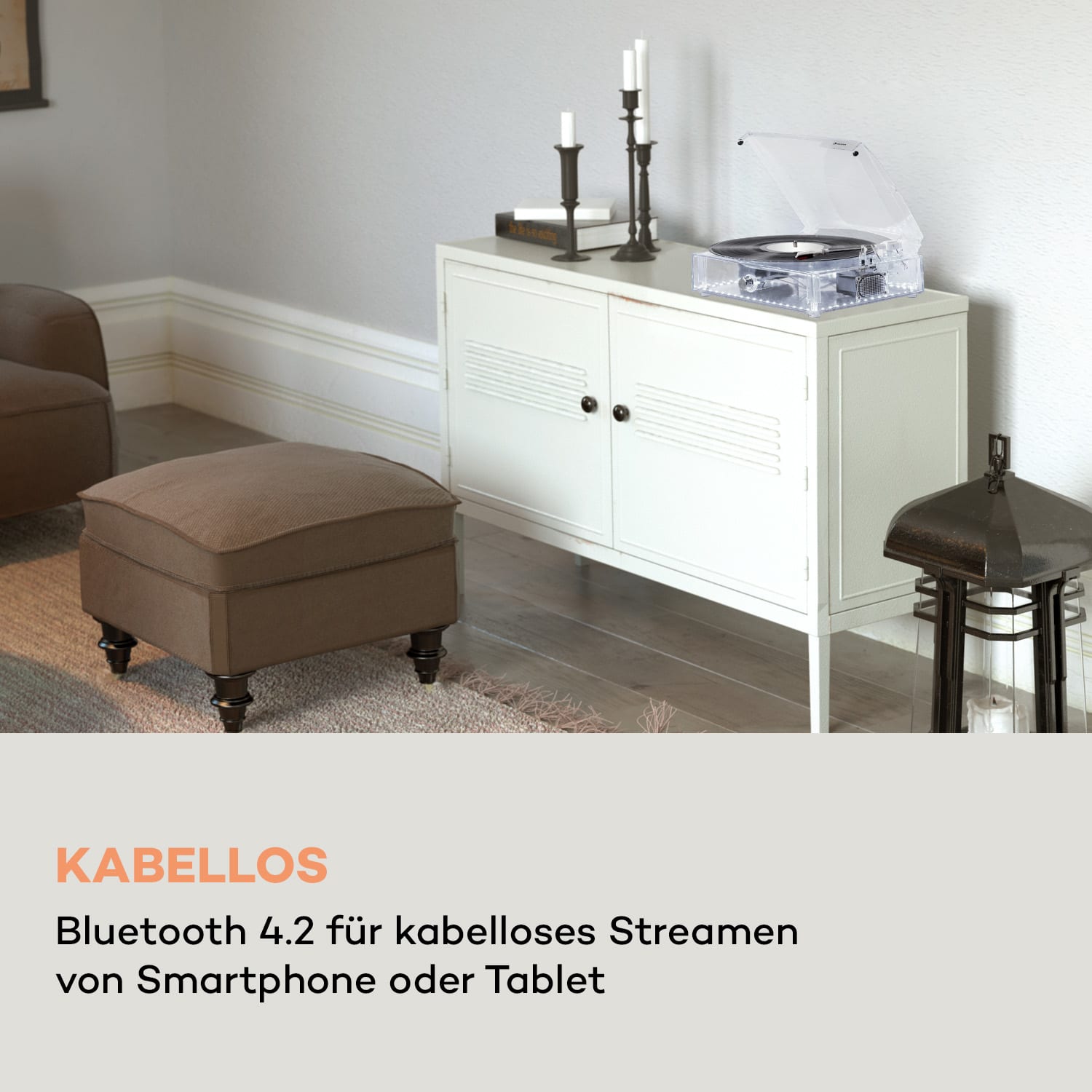 ClearTech Plattenspieler 33/45/78 U/min Bluetooth Stereolautsprecher  