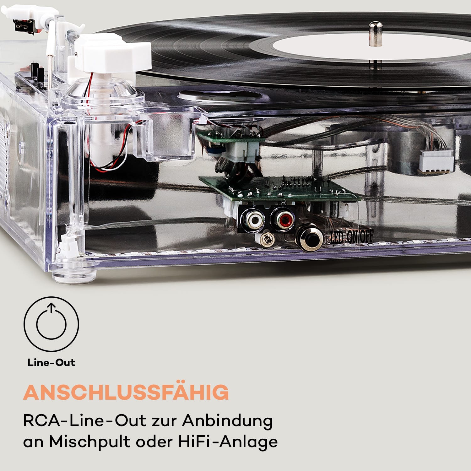 ClearTech Plattenspieler 33/45/78 U/min Bluetooth Stereolautsprecher  