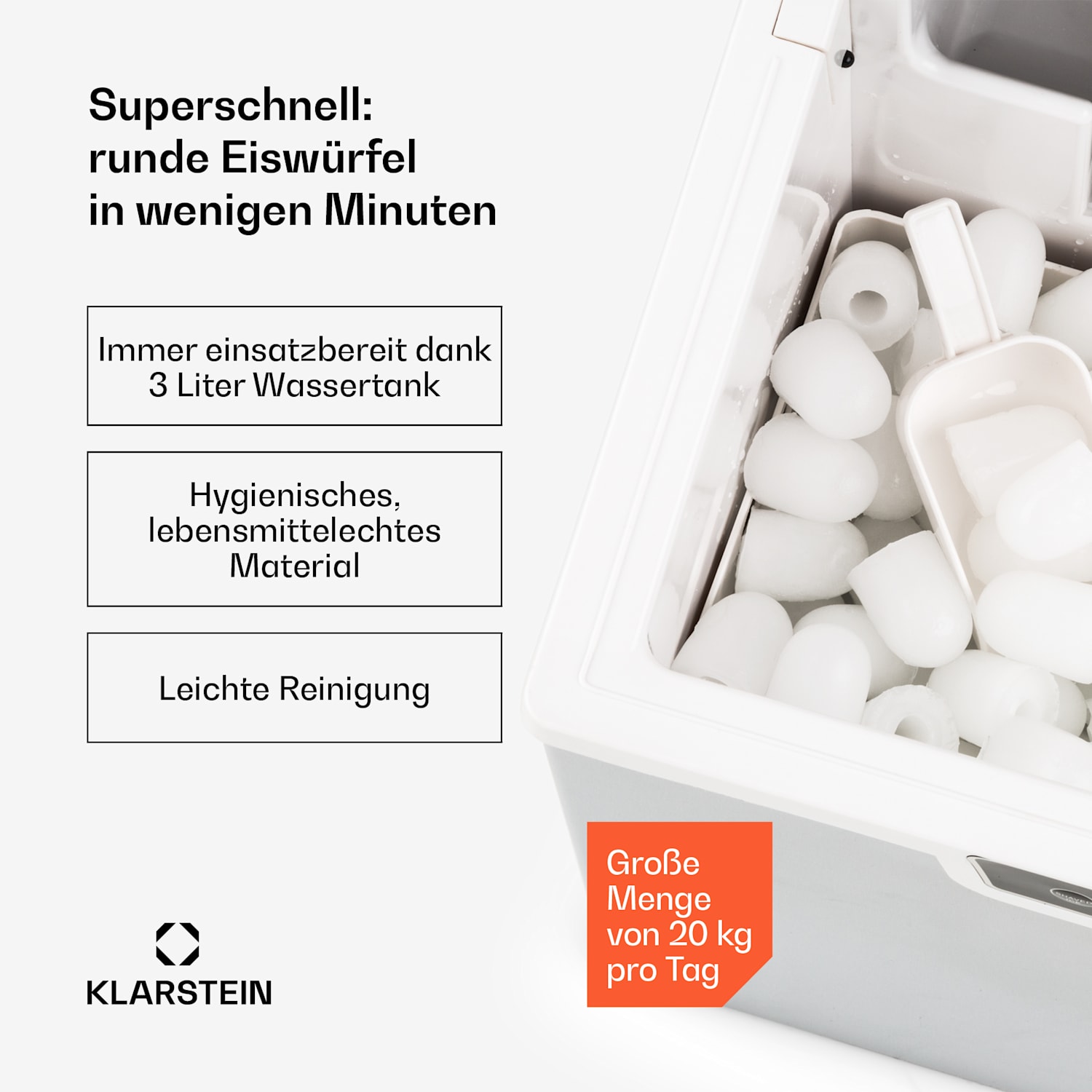 Icefestival Bullet Eiswürfelbereiter 400W 1,9l 20kg/24h Eisform: Kugel | Edelstahl