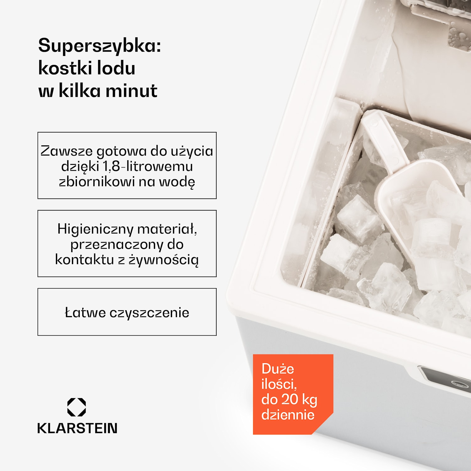 Icefestival Cube, kostkarka do lodu, 195 W, 1,9 l, 20 kg/24 h kostki lodu | Stal nierdzewna
