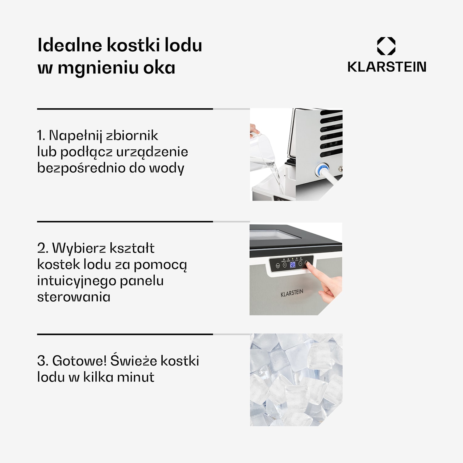 Icefestival Cube, kostkarka do lodu, 195 W, 1,9 l, 20 kg/24 h kostki lodu | Stal nierdzewna