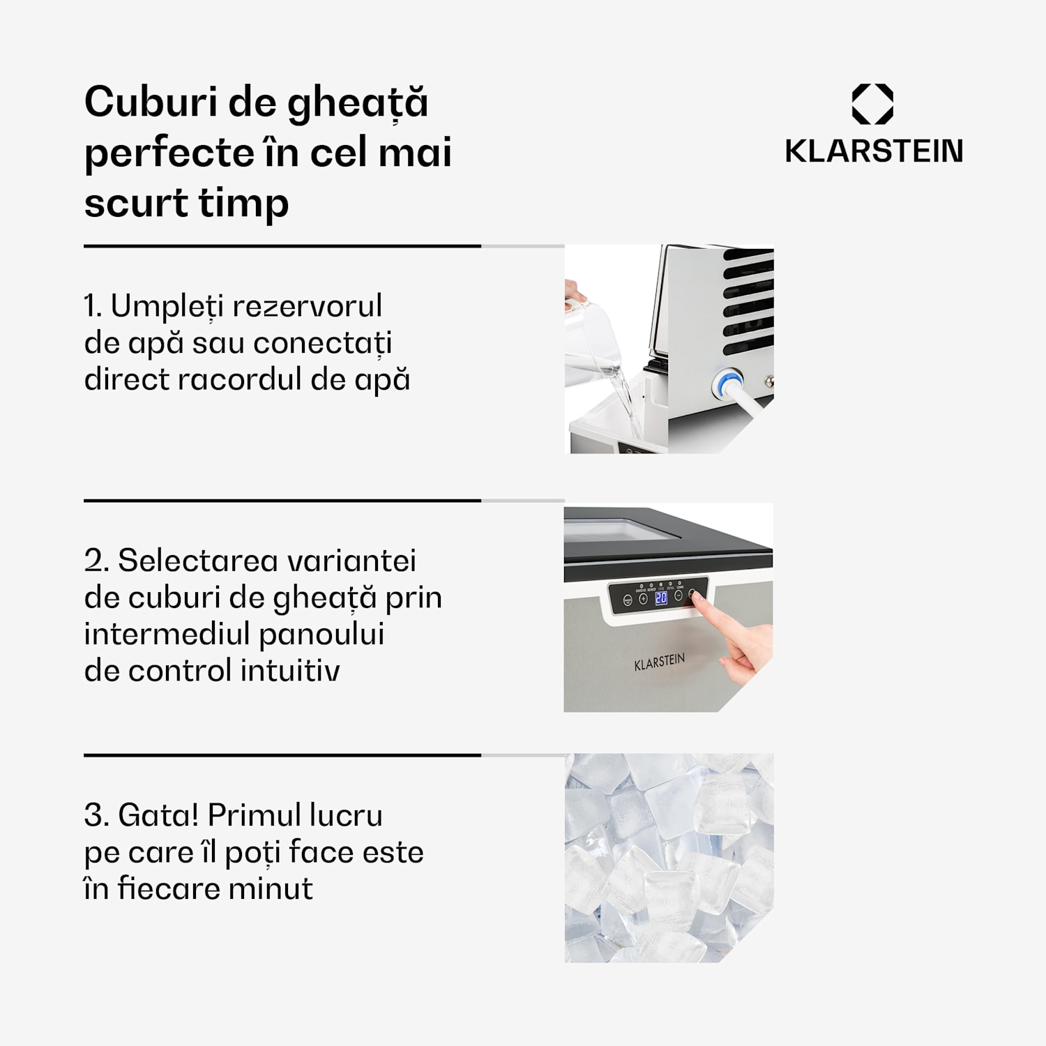 Icefestival Cube, mașină de făcut gheață, 195 W, 1,9 litri, 20 kg în 24 ore cuburi de gheata | Oțel inoxidabil