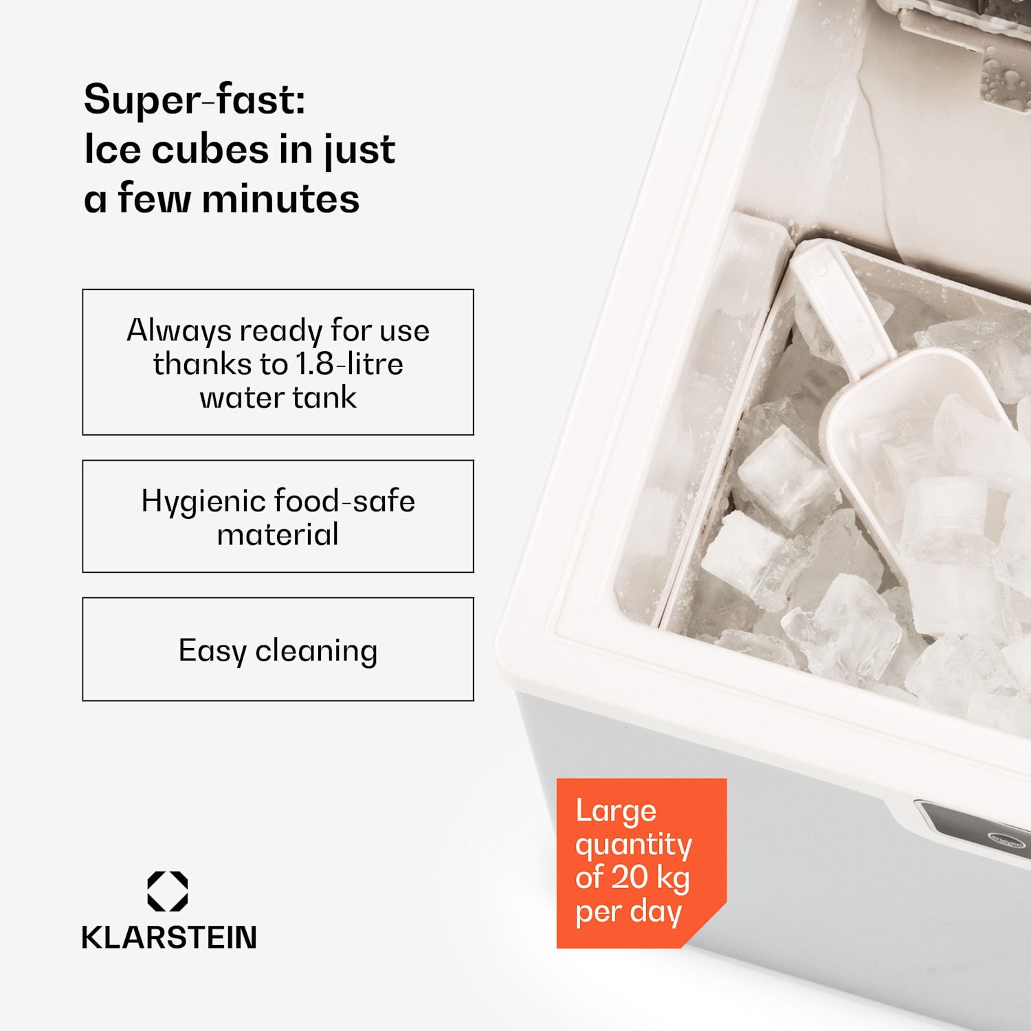 Icefestival Cube jääpalakone 400 W 1,9 l 20 kg/24 h jääkuutiot | Ruostumaton Teräs