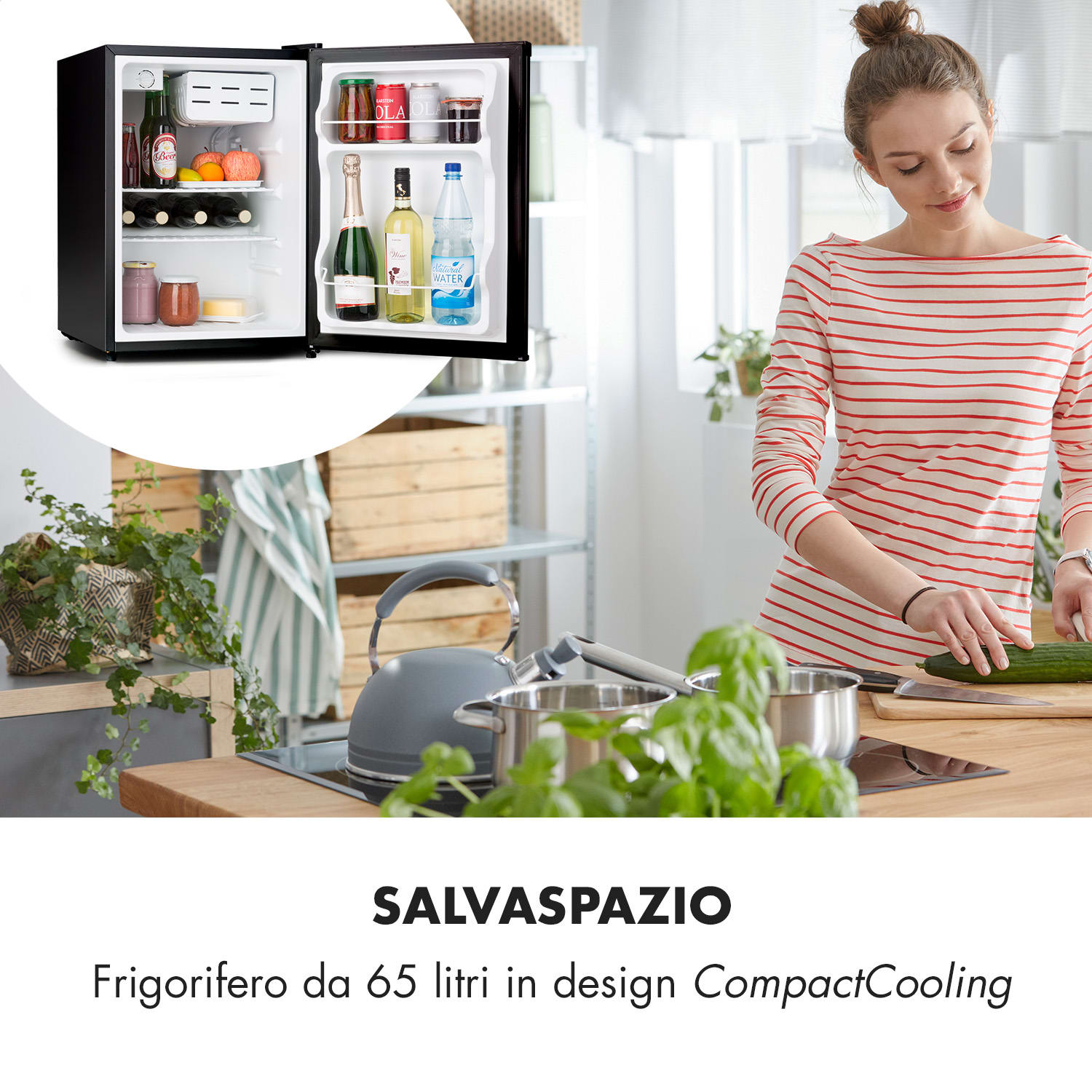 Mini frigo Cool Kid con vano congelatore da 4 litri 66 litri 41dB 