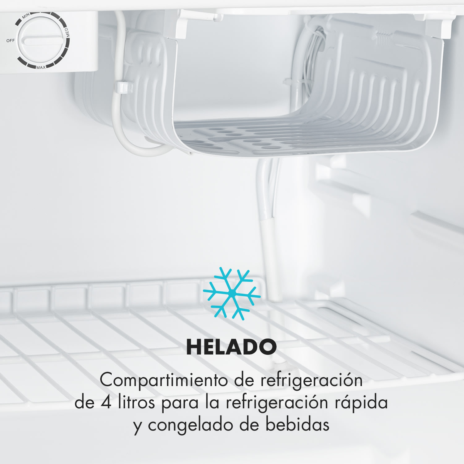 Cool Kid mini frigorífico con congelador de 4 litros 66 litros 41 dB Plata Metálica