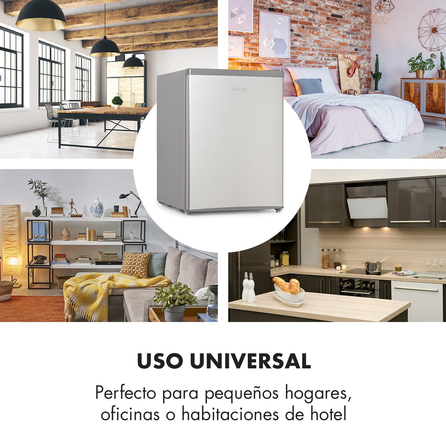Cool Kid mini frigorífico con congelador de 4 litros 66 litros 41 dB Plata Metálica
