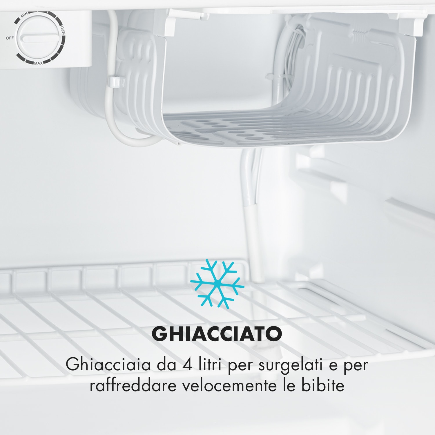 Mini frigo Coll Kid con vano congelatore da 4 litri 66litri 41dB Argento metallizzato