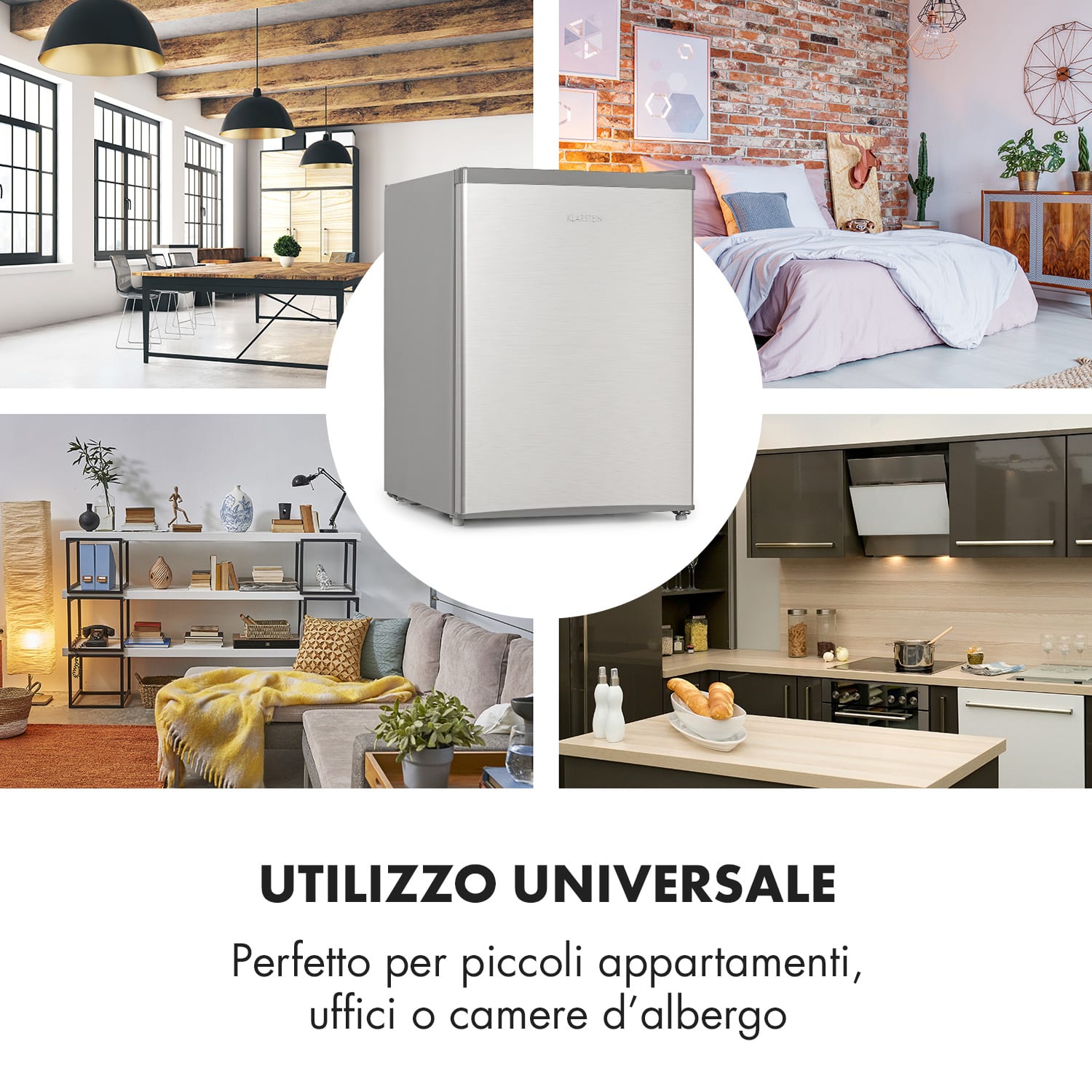 Mini frigo Coll Kid con vano congelatore da 4 litri 66litri 41dB Argento metallizzato