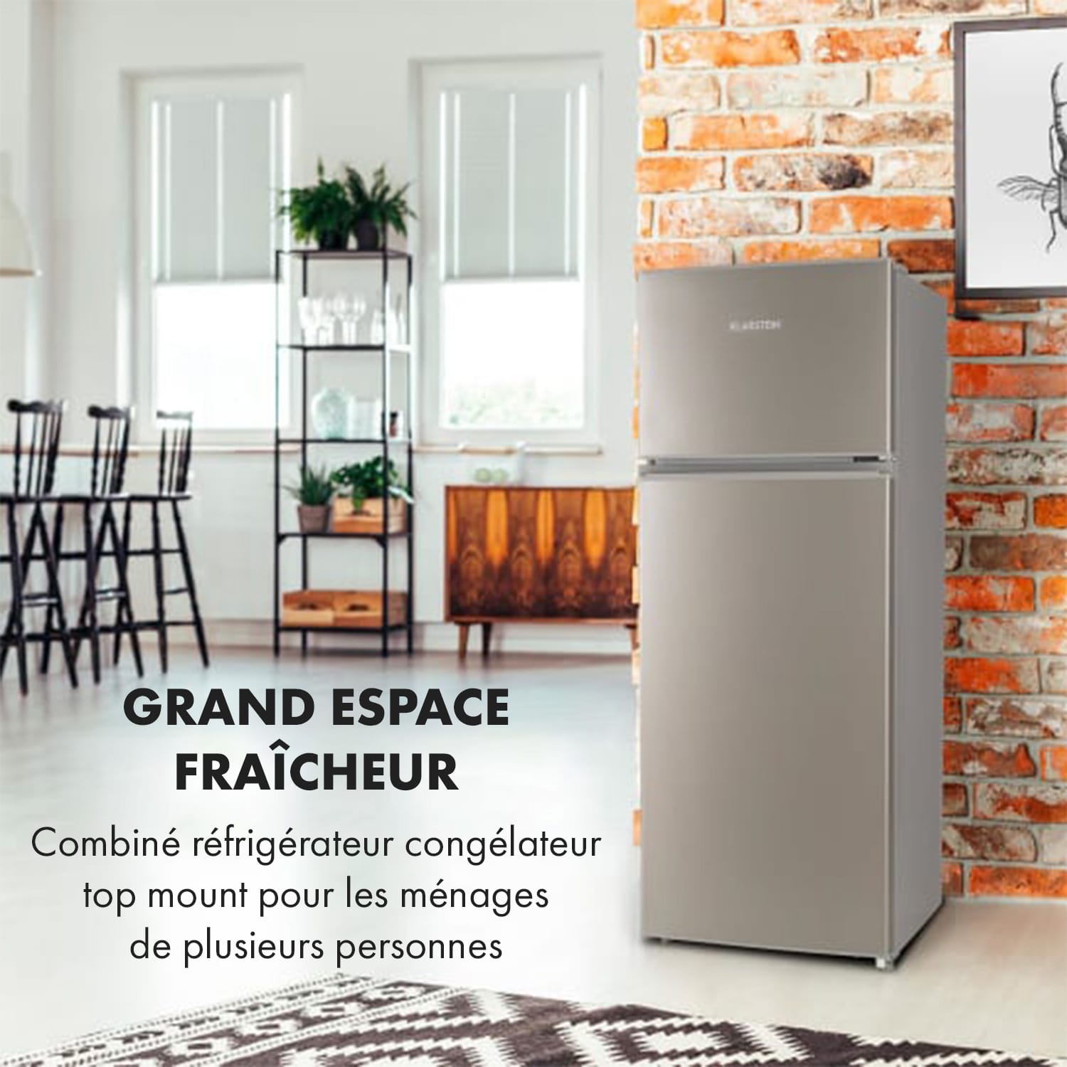 Big Daddy L Combiné réfrigérateur congélateur 207L Classe A++ - inox 
