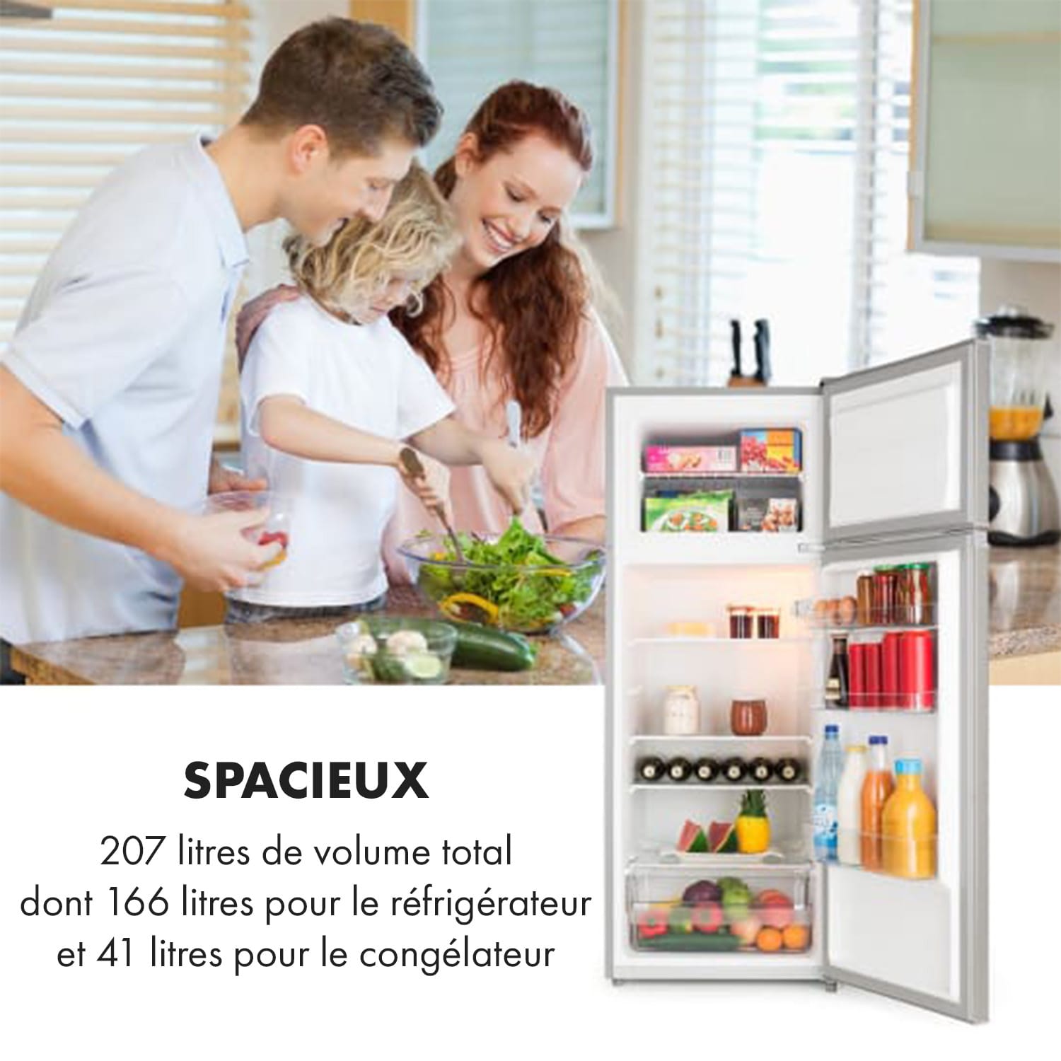 Big Daddy L Combiné réfrigérateur congélateur 207L Classe A++ - inox 