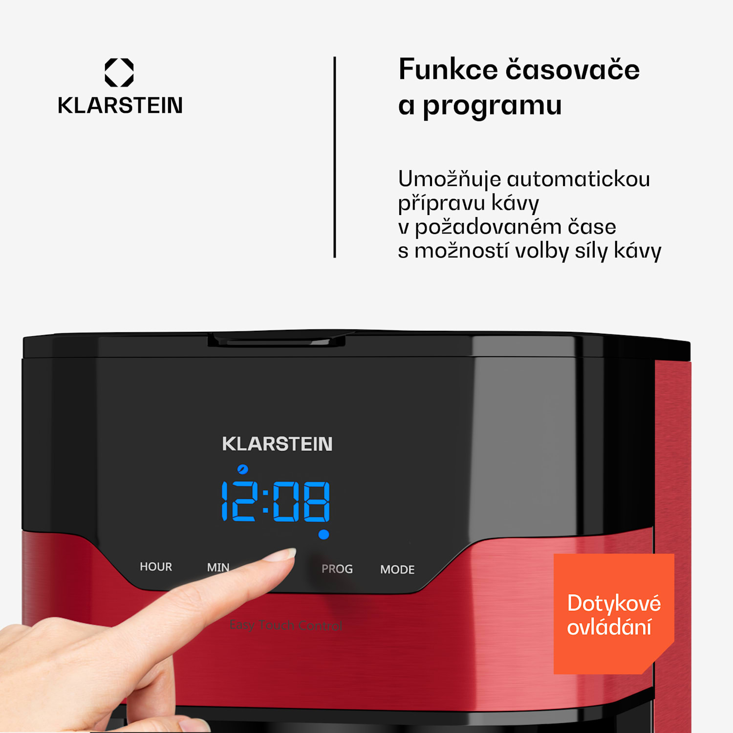 Arabica, kávovar, 800 W, 1,2 l, Easy-touch control, stříbrno/černý Červená