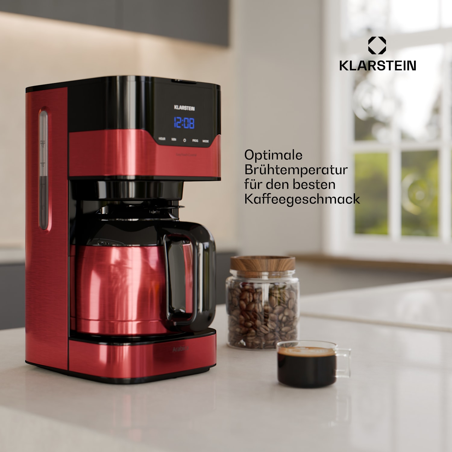 Kaffeemaschine Arabica 800W EasyTouch Control silber/schwarz Rot