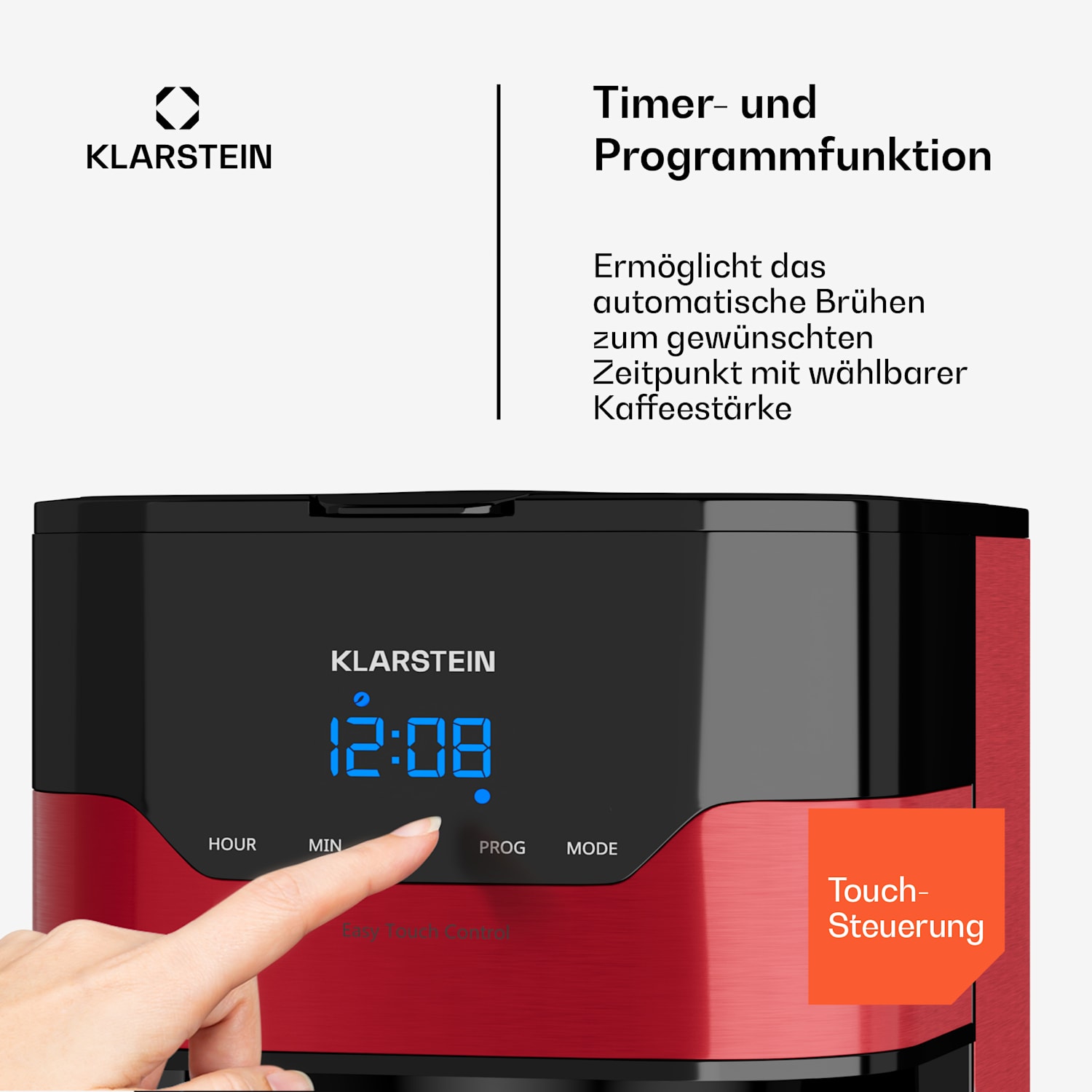 Kaffeemaschine Arabica 800W EasyTouch Control silber/schwarz Rot