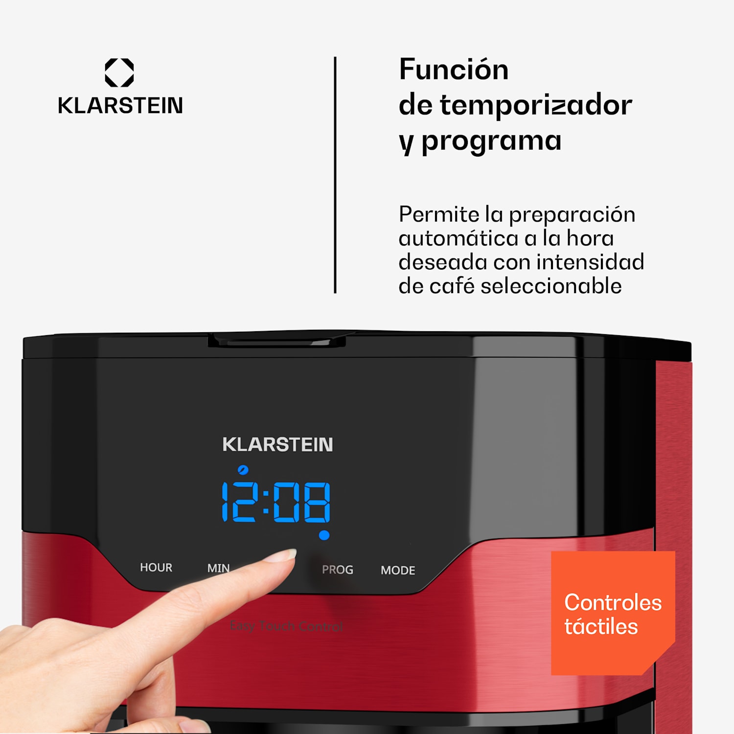 Arabica Cafetera 800W EasyTouch Control Plateado/Negro 