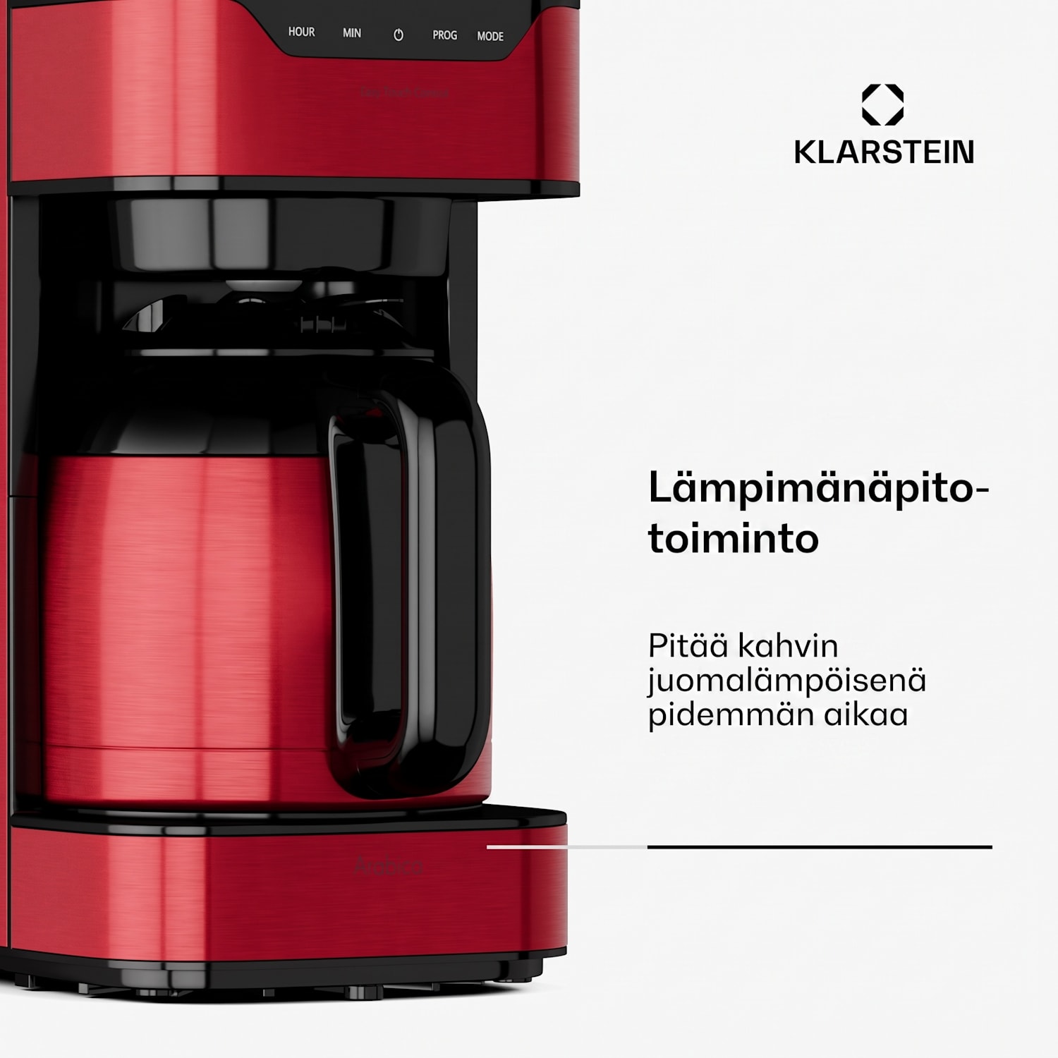 kahvinkeitin Arabica 800 W EasyTouch-ohjaus hopea/musta Punainen