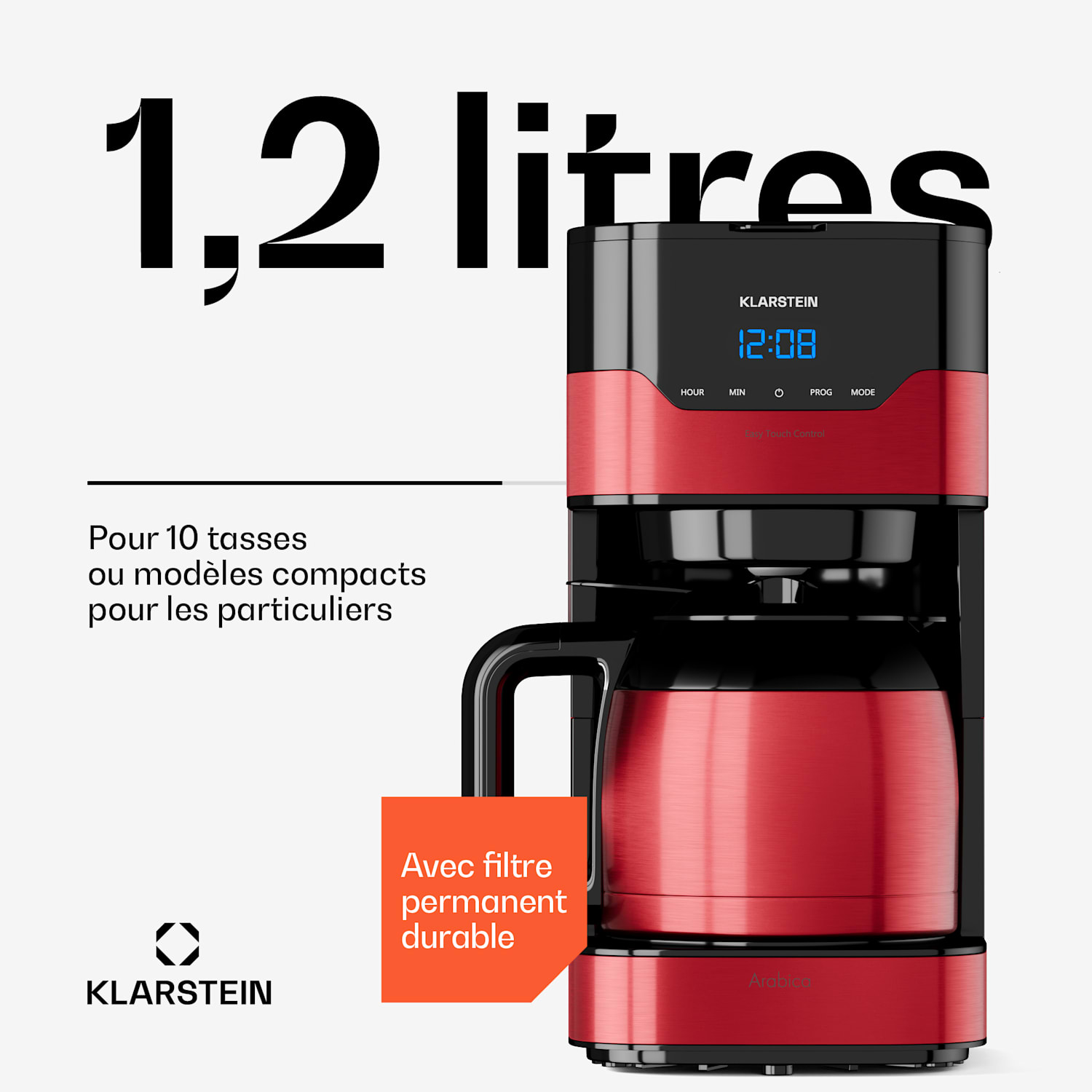 Arabica koffiezetapparaat 800W EasyTouch Control zilver/zwart 