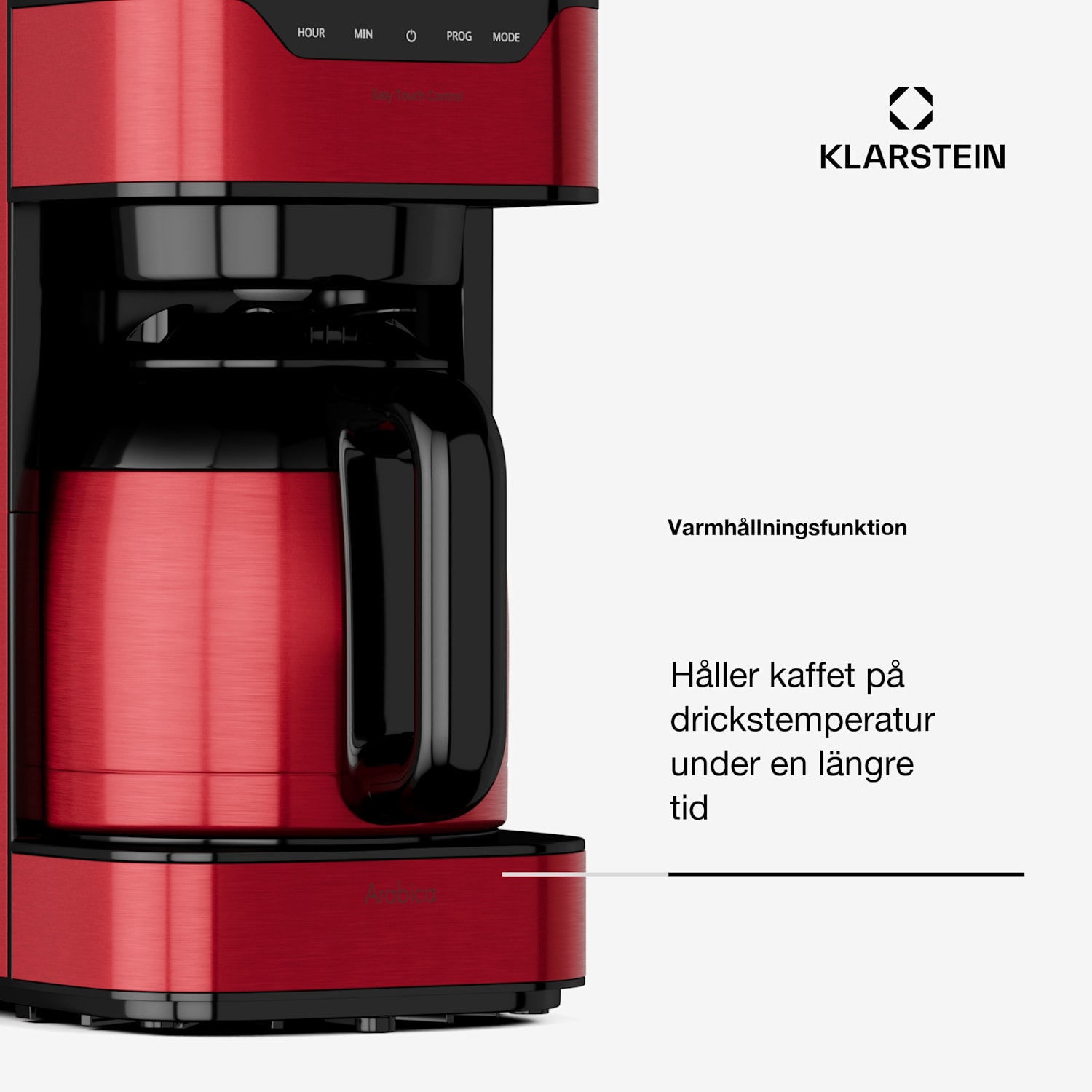 Kaffemaskin Arabica 800W EasyTouch Control silver/svart Röd