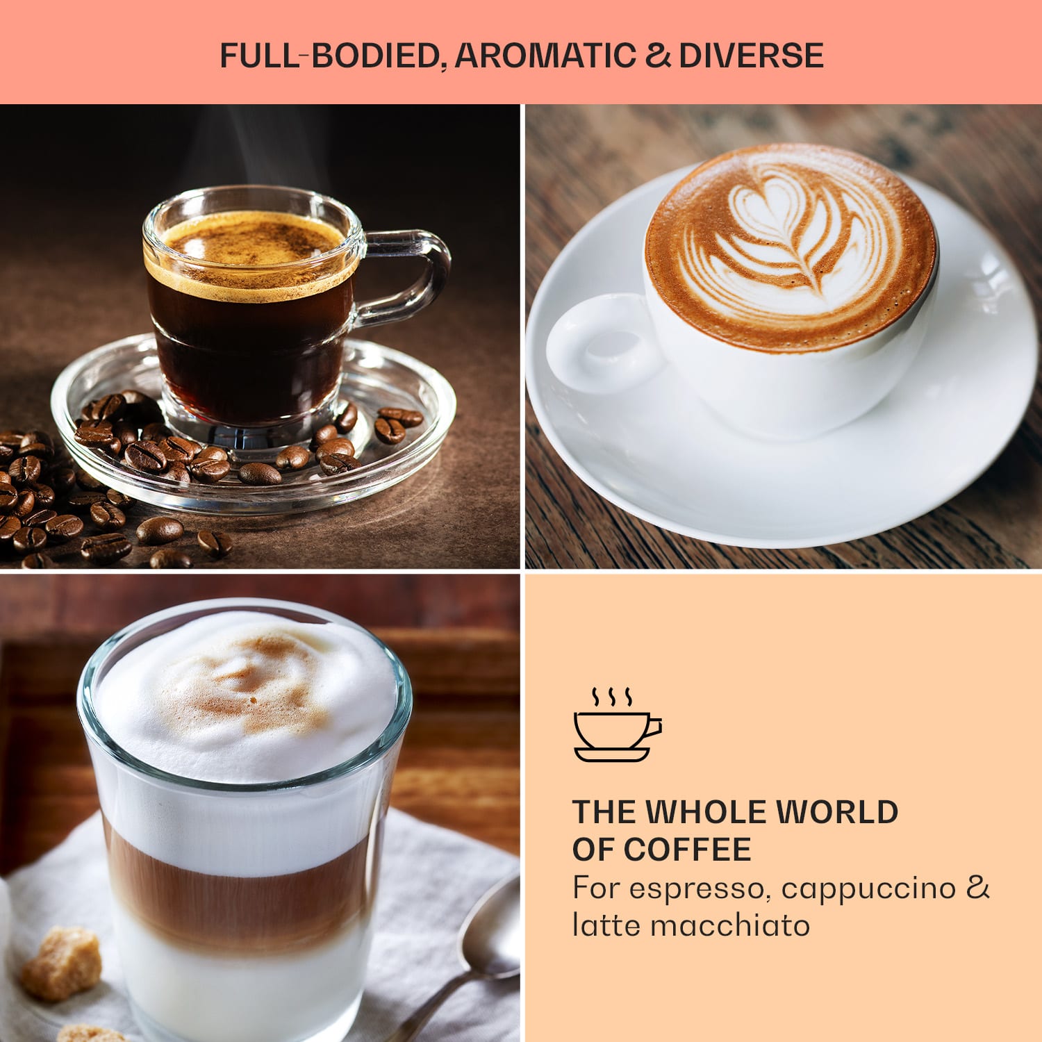 Arabica, aparat za kavo espresso, 1050 W, 15 barov, 1,5 l, nadzorna plošča na dotik, nerjaveče jeklo 