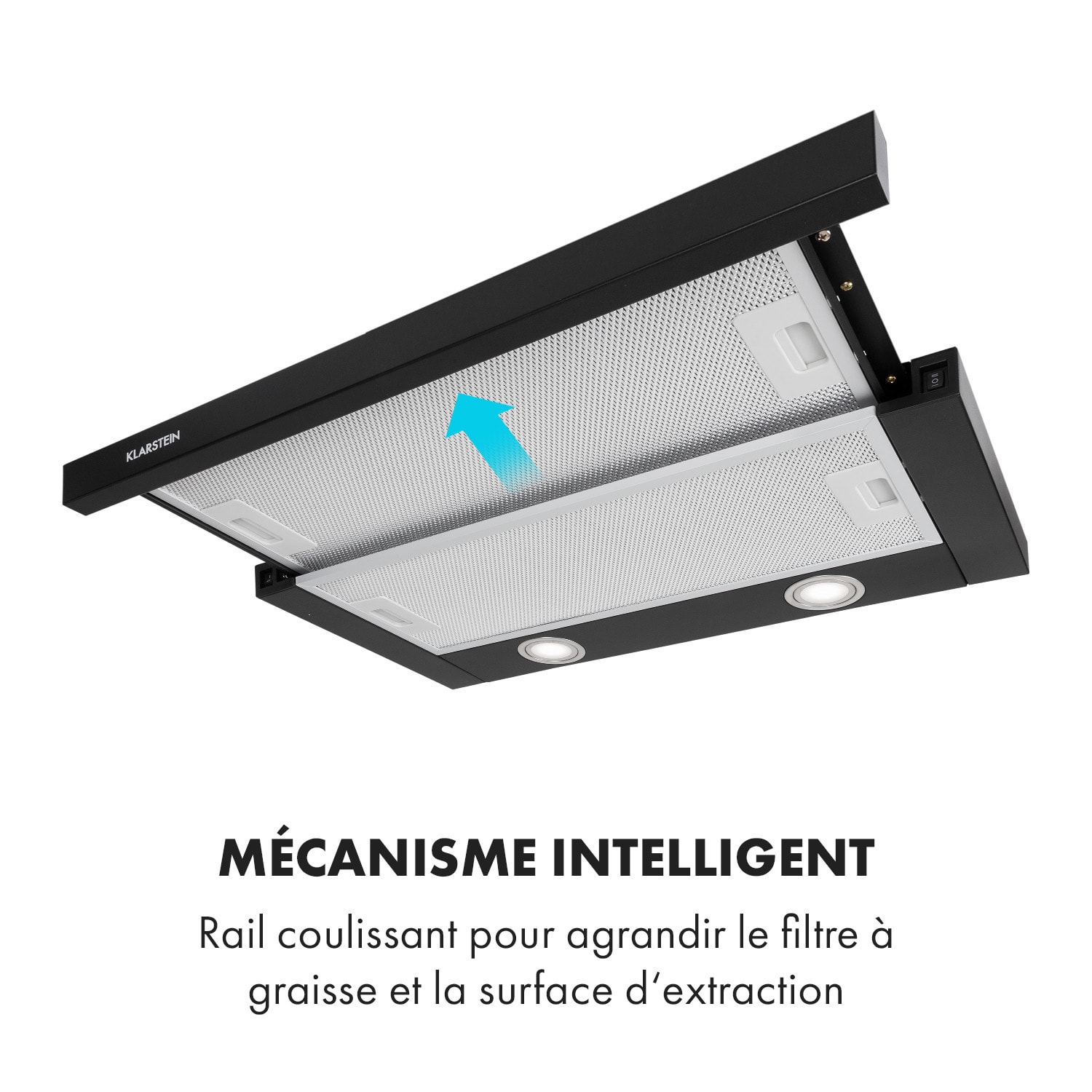 Mariana 60 vlakscherm afzuigkap 500 m³/h afvoer LED 60 cm | Zwart