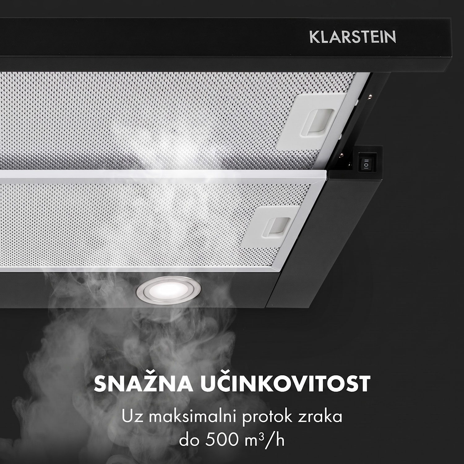 Mariana 60, ravna napa, 500 m³ / h, ispušni plin, LED 60 cm | Crna