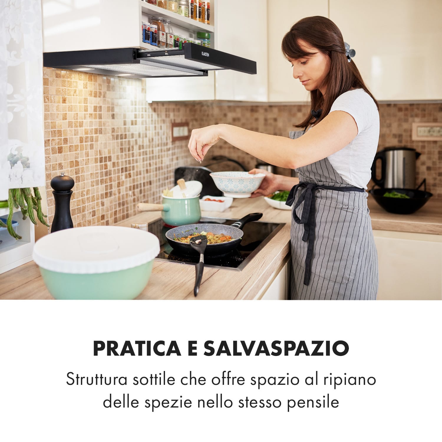 Mariana 60 Cappa a Schermo Piatto 500 m³/h di Scarico LED 