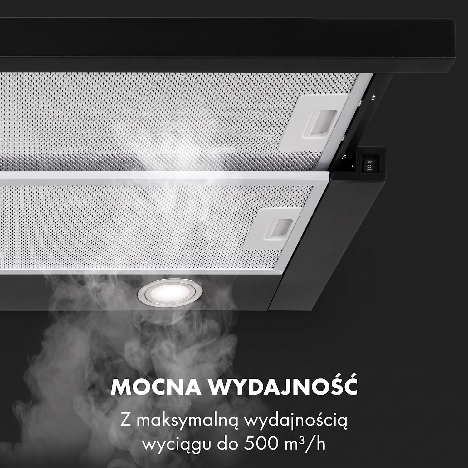Mariana 60, okap kuchenny teleskopowy, 60 cm, 500 m³/h, LED, kolor czarny 60 cm | Czarny
