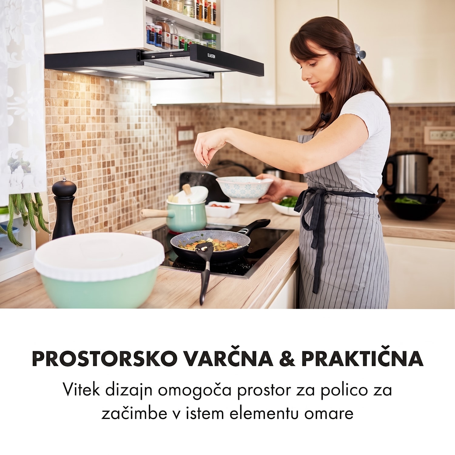 Mariana 60, ploščata napa, 500 m³/uro, odvod odpadnega zraka, LED 60 cm | Črna